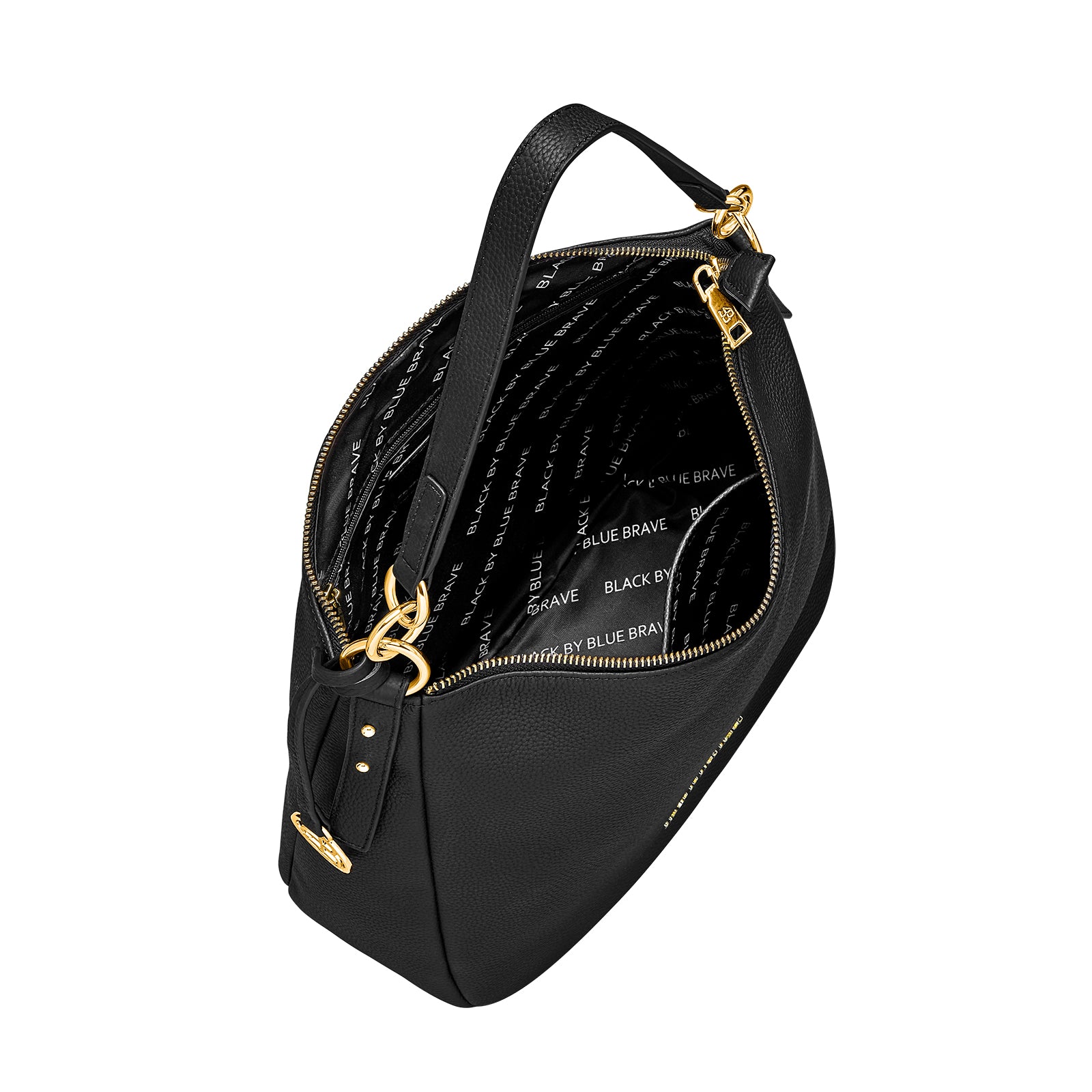 AMK BLACK LEATHER HANDBAG - BLACK BY BLUE BRAVE