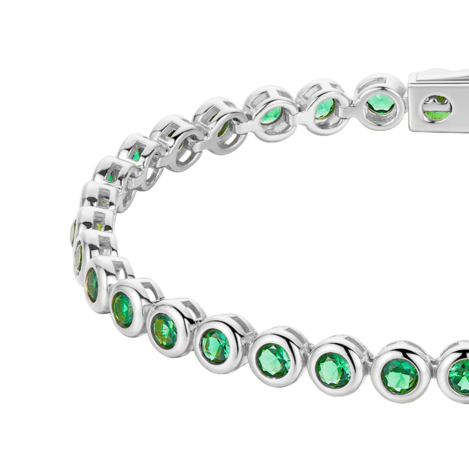 Love Wins Green Cubic Zirconia Tennis Bracelet (Sterling Sliver, Platinum Plated)