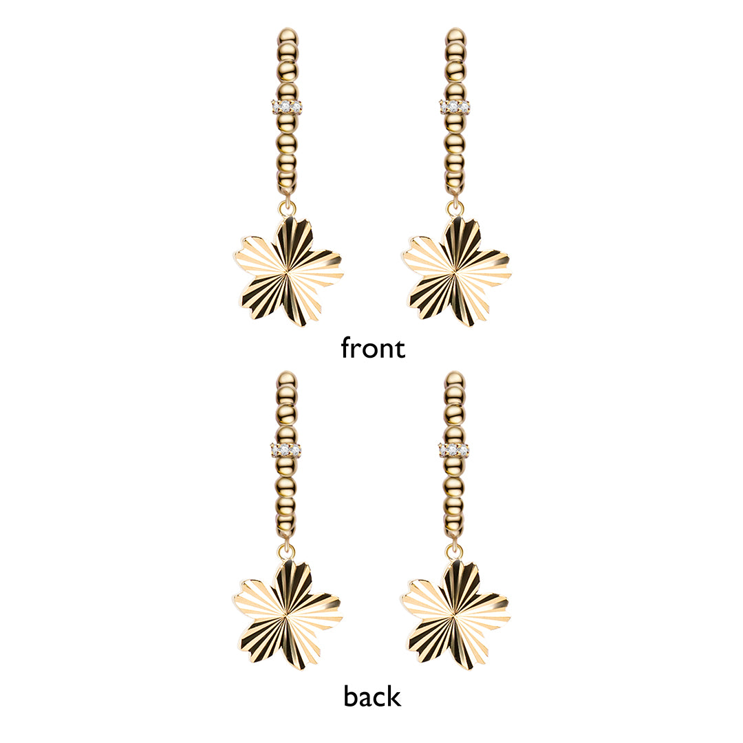 Cherry Blossom Gleam Sakura Gold Earrings (18K Gold Plated)