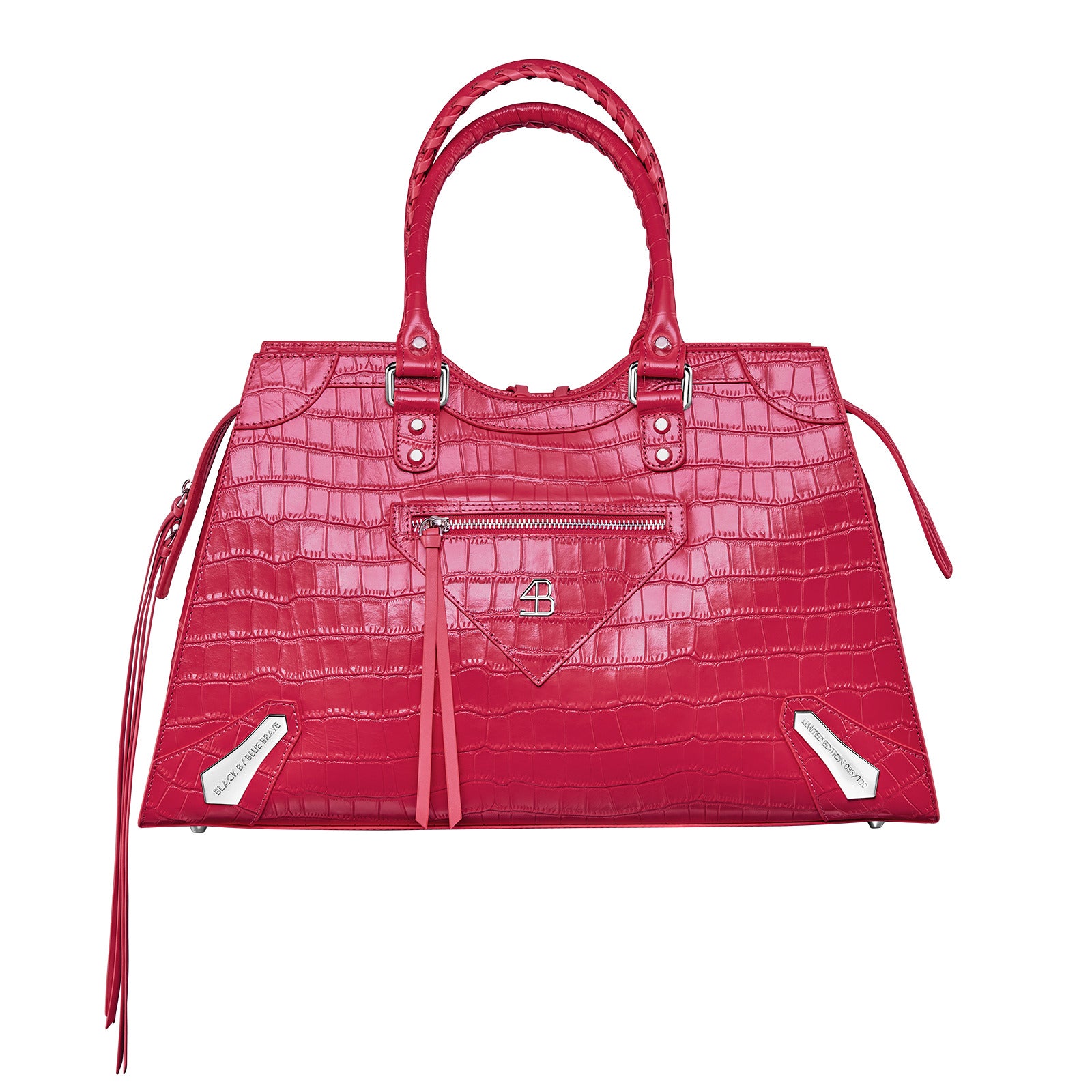 313 ROSE RED LEATHER HANDBAG (LIMITED EDITION) - BLACK BY BLUE BRAVE
