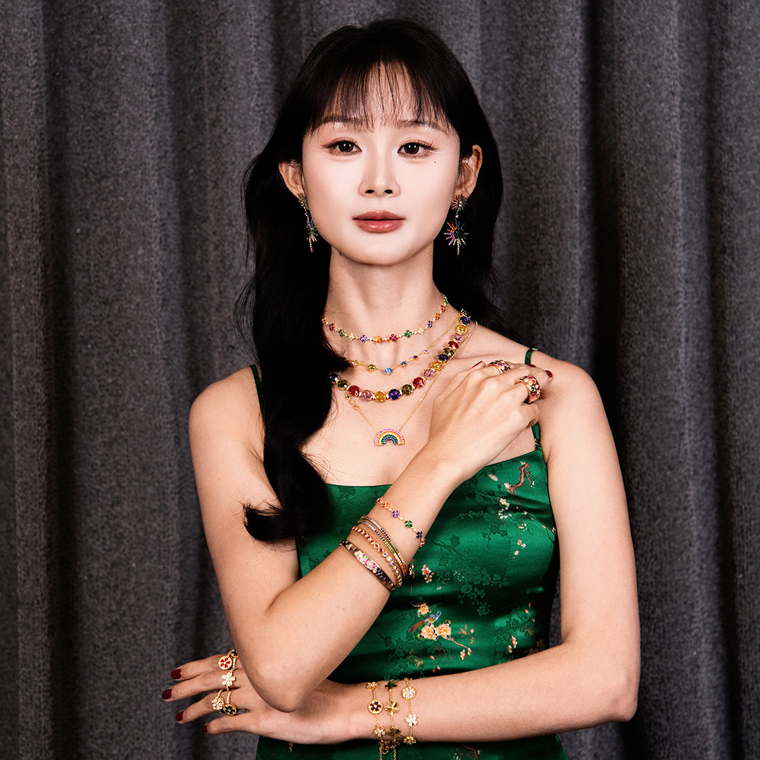 Love Wins Rainbow Zirconia Starburst Earrings Sterling Sliver Gold Plated