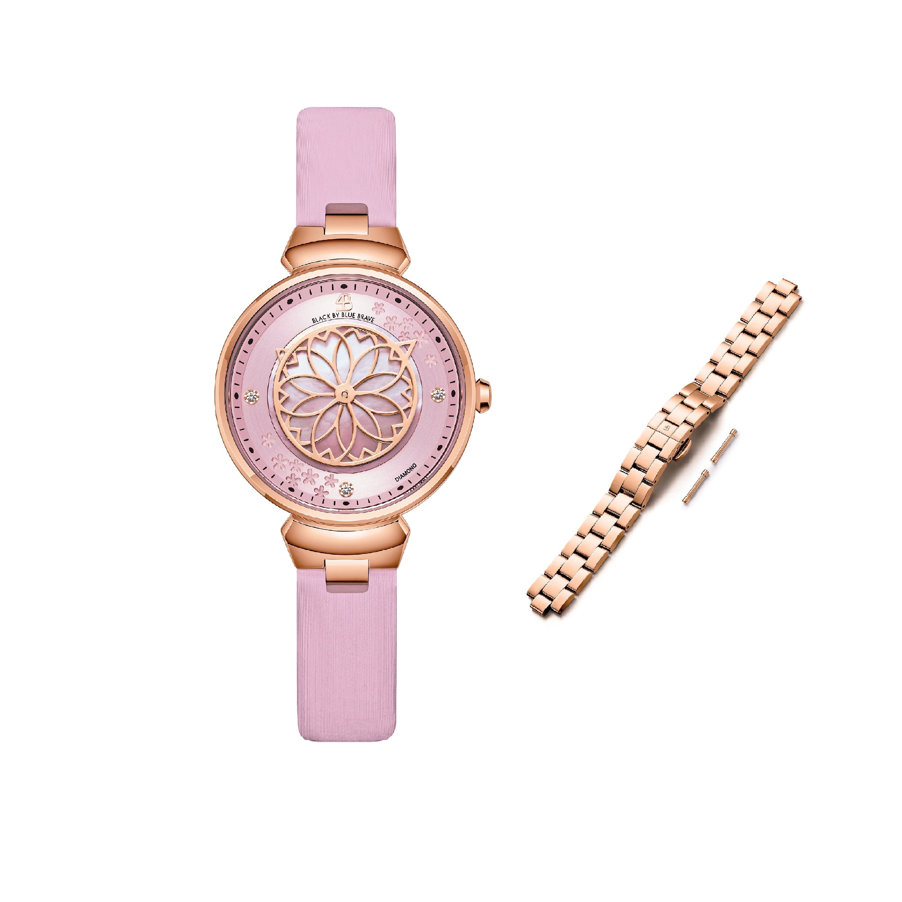 (36mm) Pink Cherry Blossom Watch & Cherry Blossom Bracelet