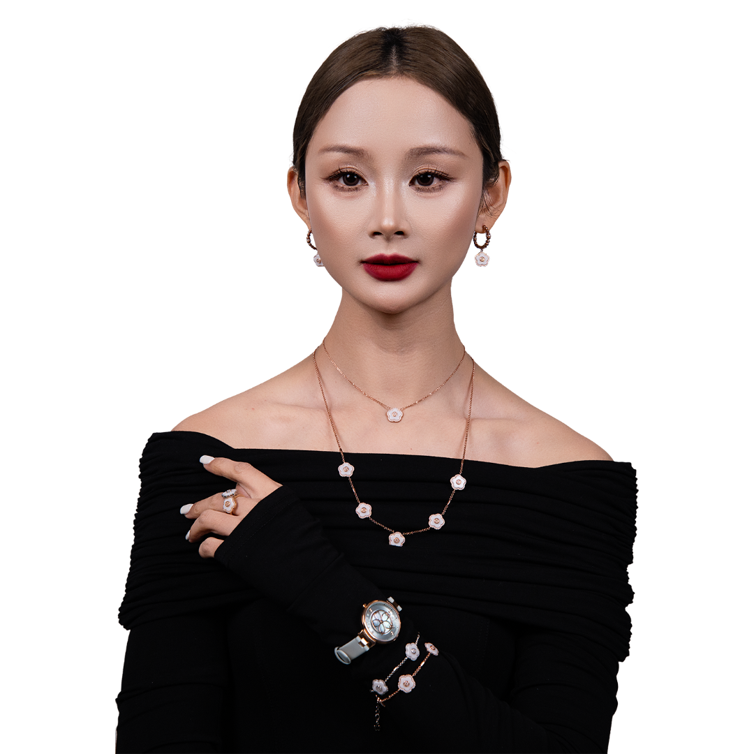 Women's Watches-Blue Cherry Blossom Watch-Leather Strap Watch