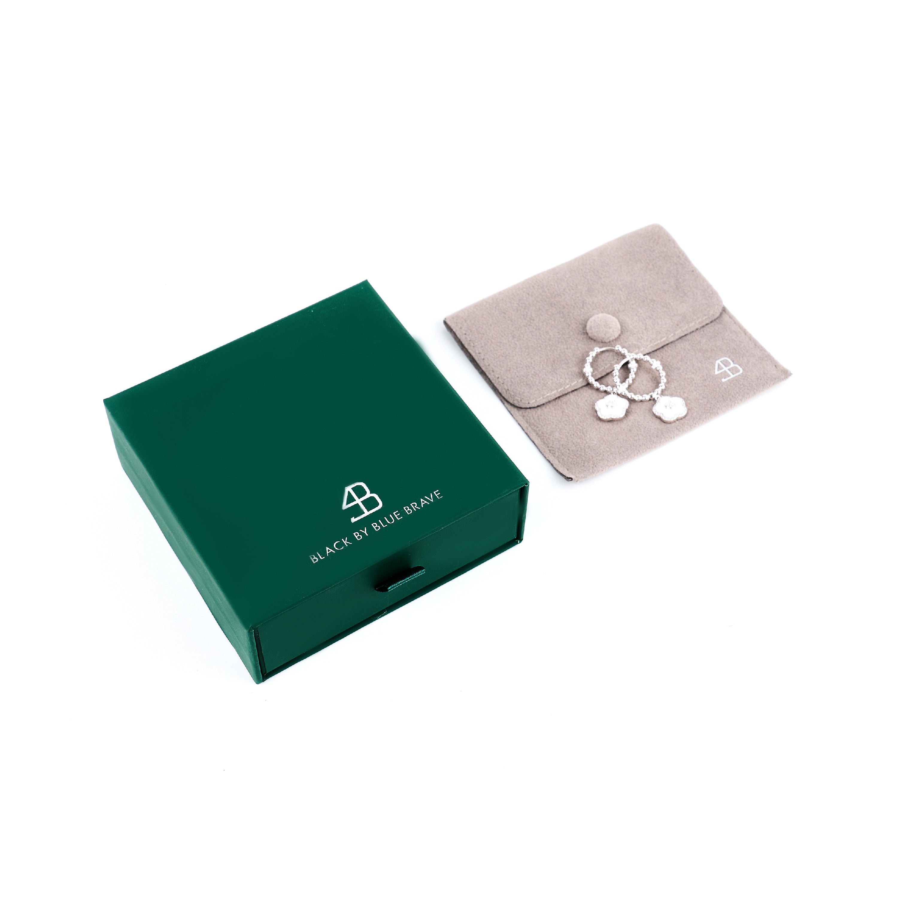 Cherry Blossom Ceramic White Ceramic Flowers Silver Earrings Silver Platinum Plated - 4B4319 - Gift Box - Black By Blue Brave