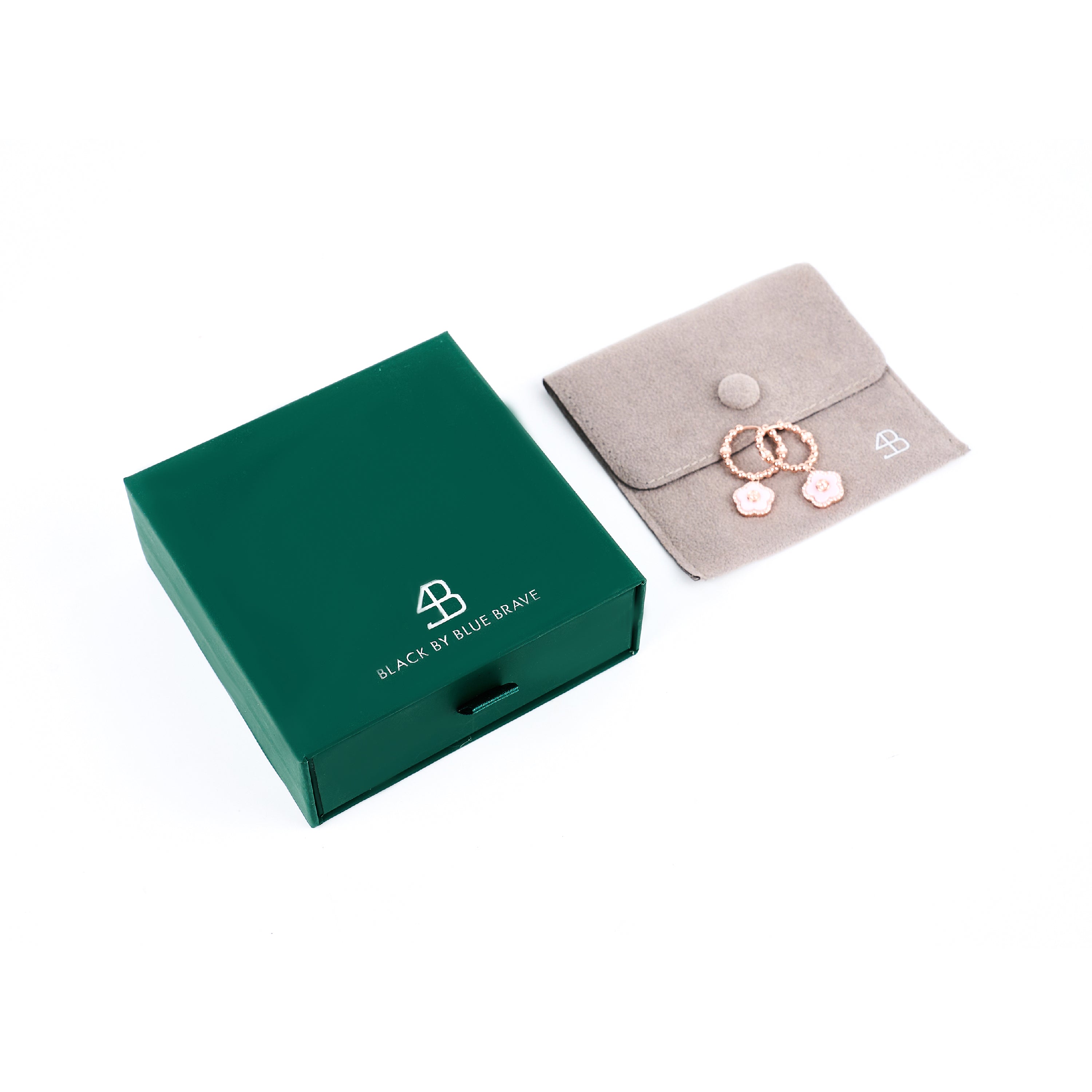 Cherry Blossom Ceramic Pink Ceramic Flowers Rosegold Earrings 18K Rose Gold Plated - 4B4322 - Gift Box - Black By Blue Brave