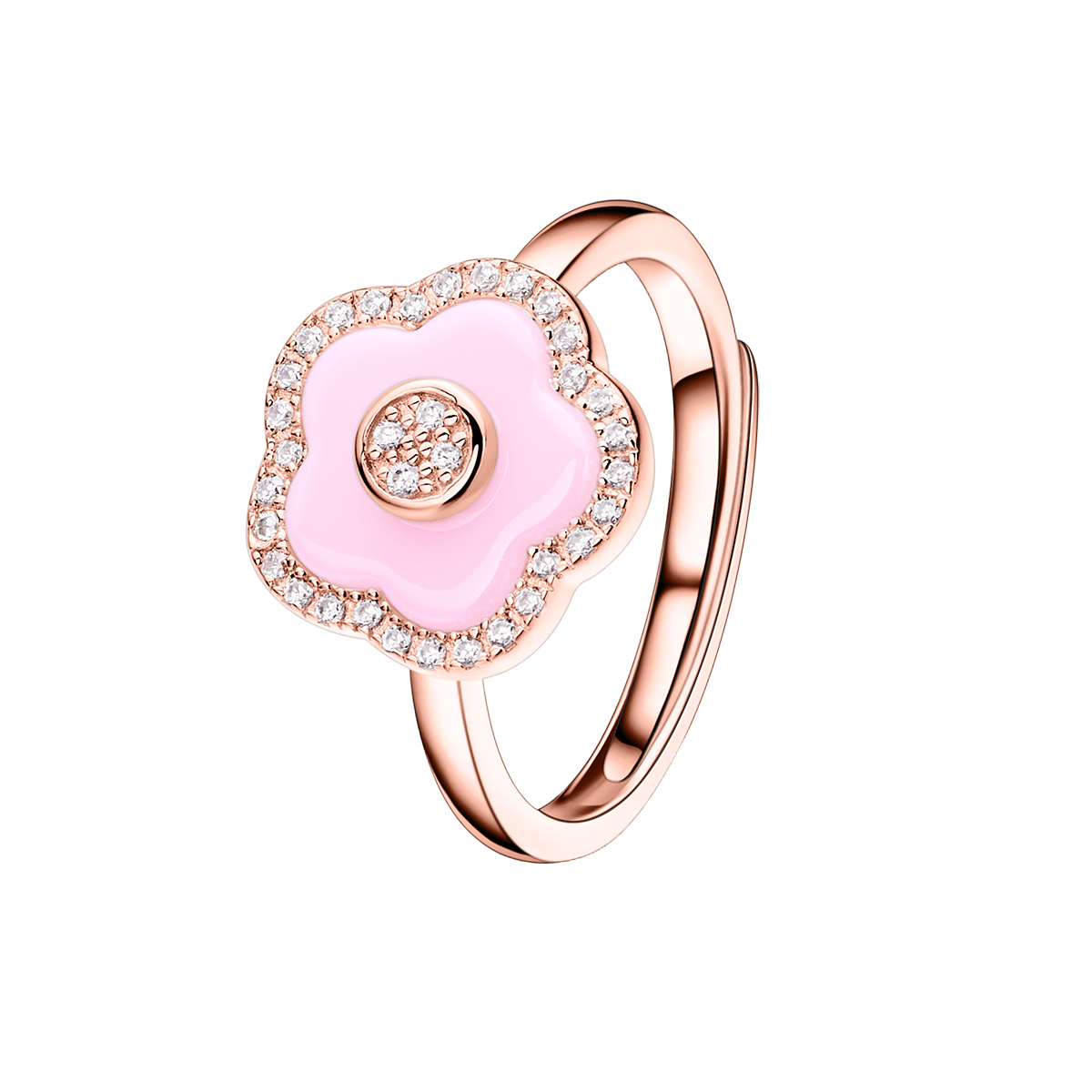 Cherry Blossom Ceramic Pink Ceramic Flowers Rosegold Ring 18K Rose Gold  Plated