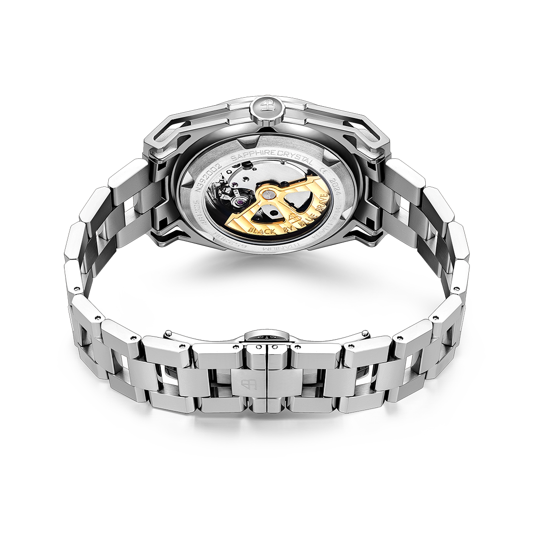 Classic 2024 40mm White Dial Silver Bracelet Automatic Watch - 4B1221 - Back side - Black By Blue Brave