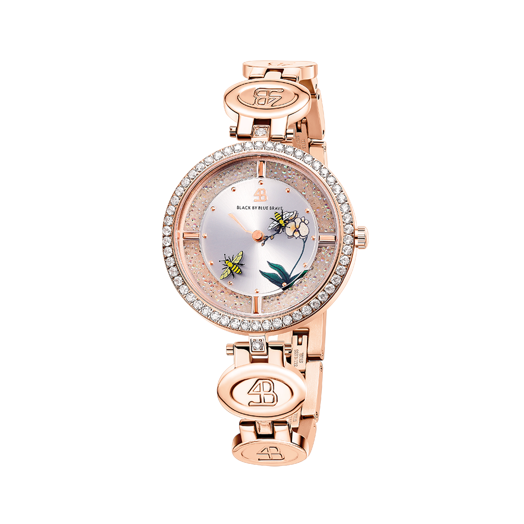 Honey Bee Watch - White Moving Bees Women's Watch