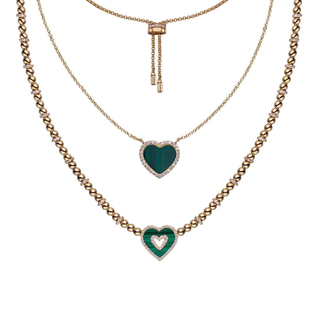 Love Heart Malachite Necklace Malachite Double Heart Necklace