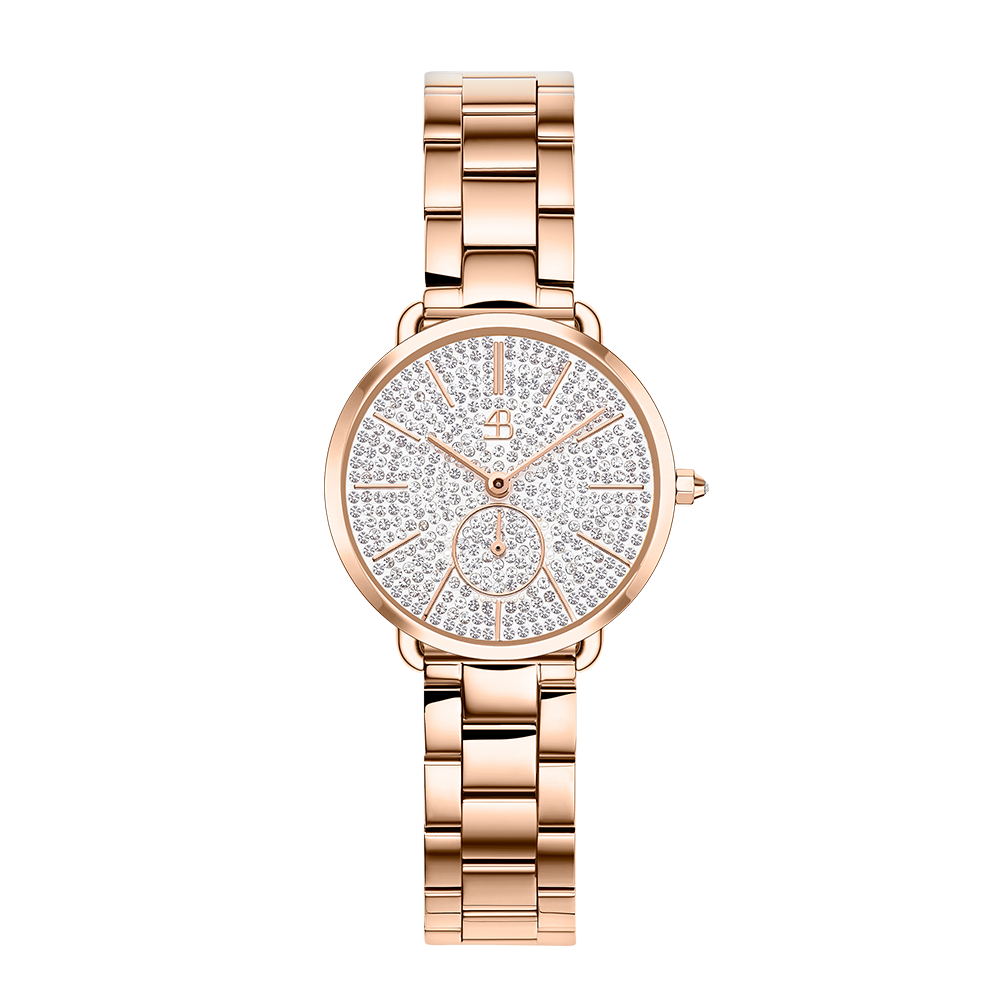Lucky Star 28mm White Crystal Dial Rosegold Bracelet Watch