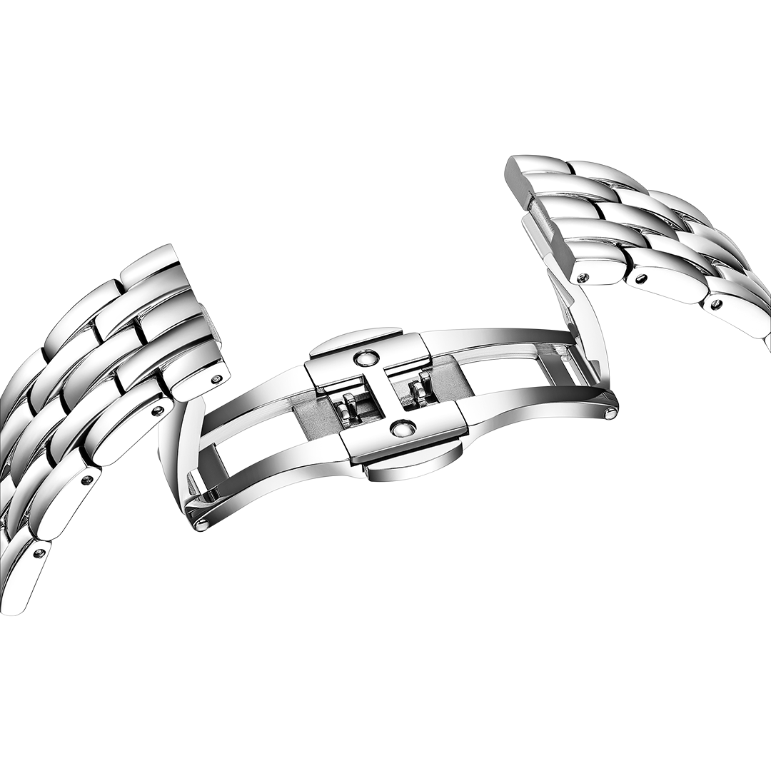 Monica 27*42mm Purple Guilloche Dial Genuine Diamonds Silver Bracelet Watch - 4B1273 - Bracelet buckle - Black By Blue Brave