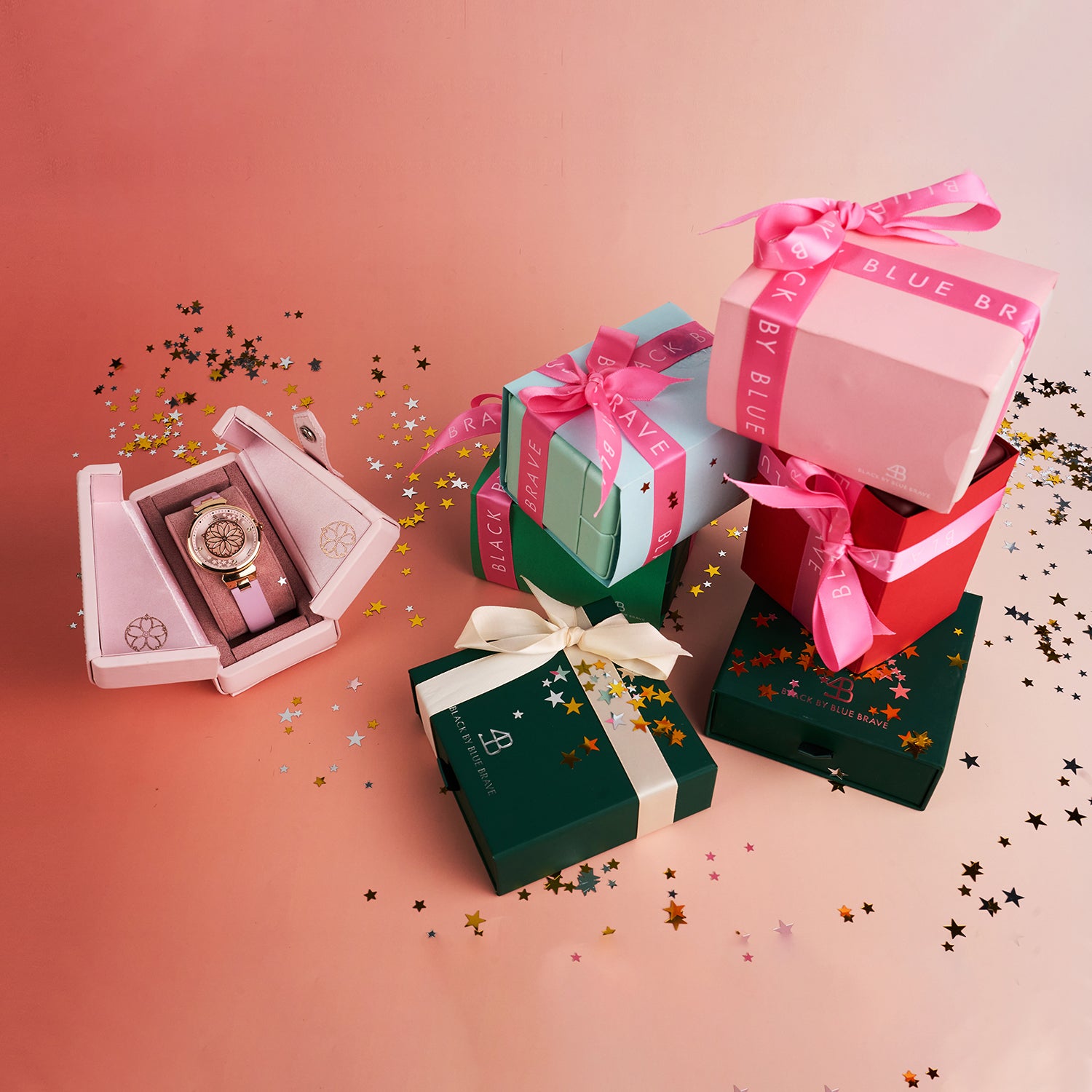 Women's Watches-Pink Cherry Blossom Watch-Leather Strap Watch