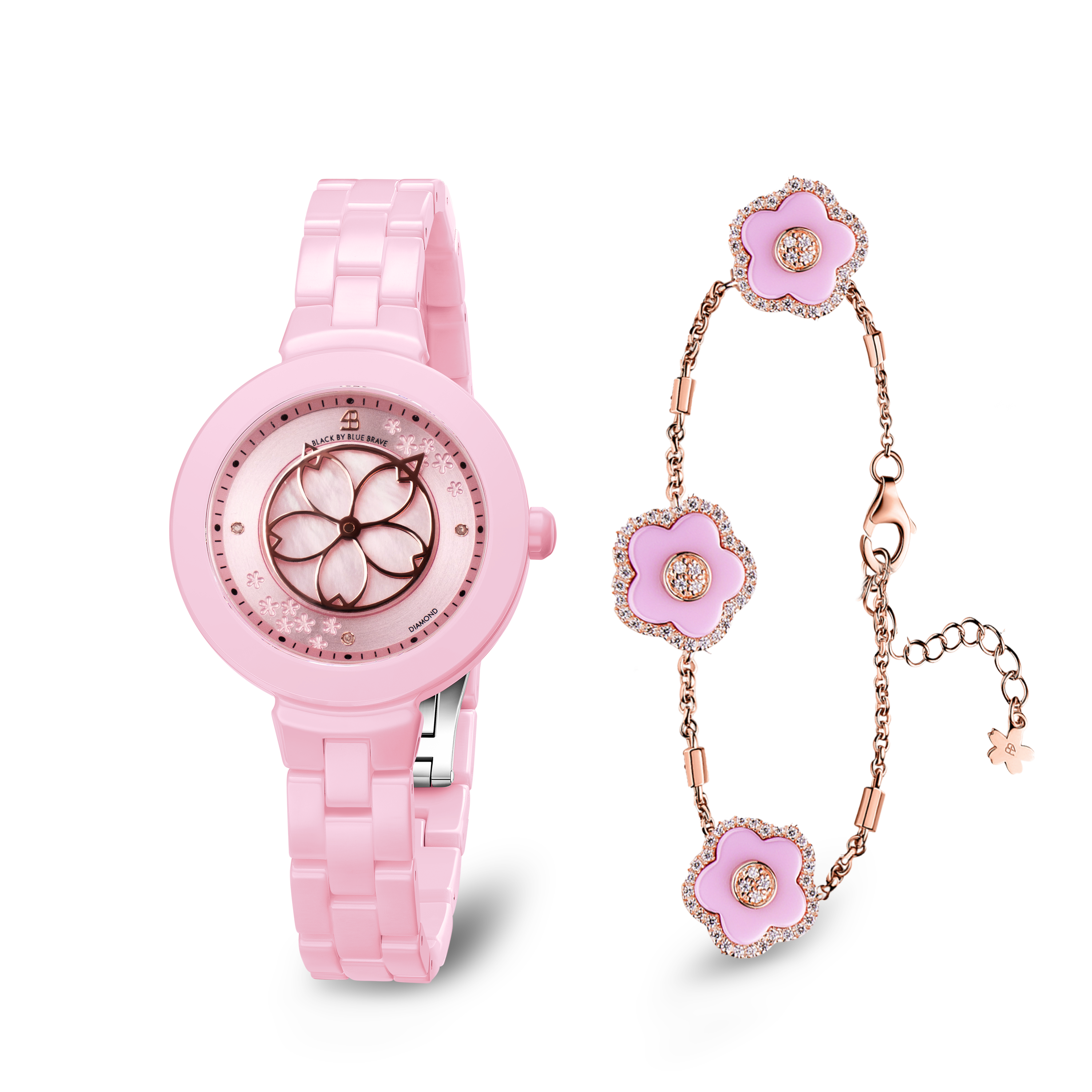 Women's Watches-Pink Cherry Blossom Ceramic Watch