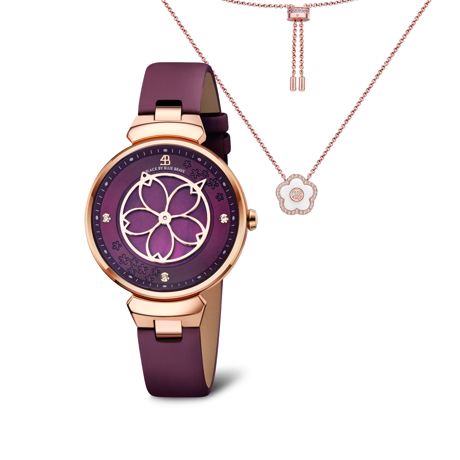Women's Watches-Ruby Red Cherry Blossom Watch-Leather Strap Watch