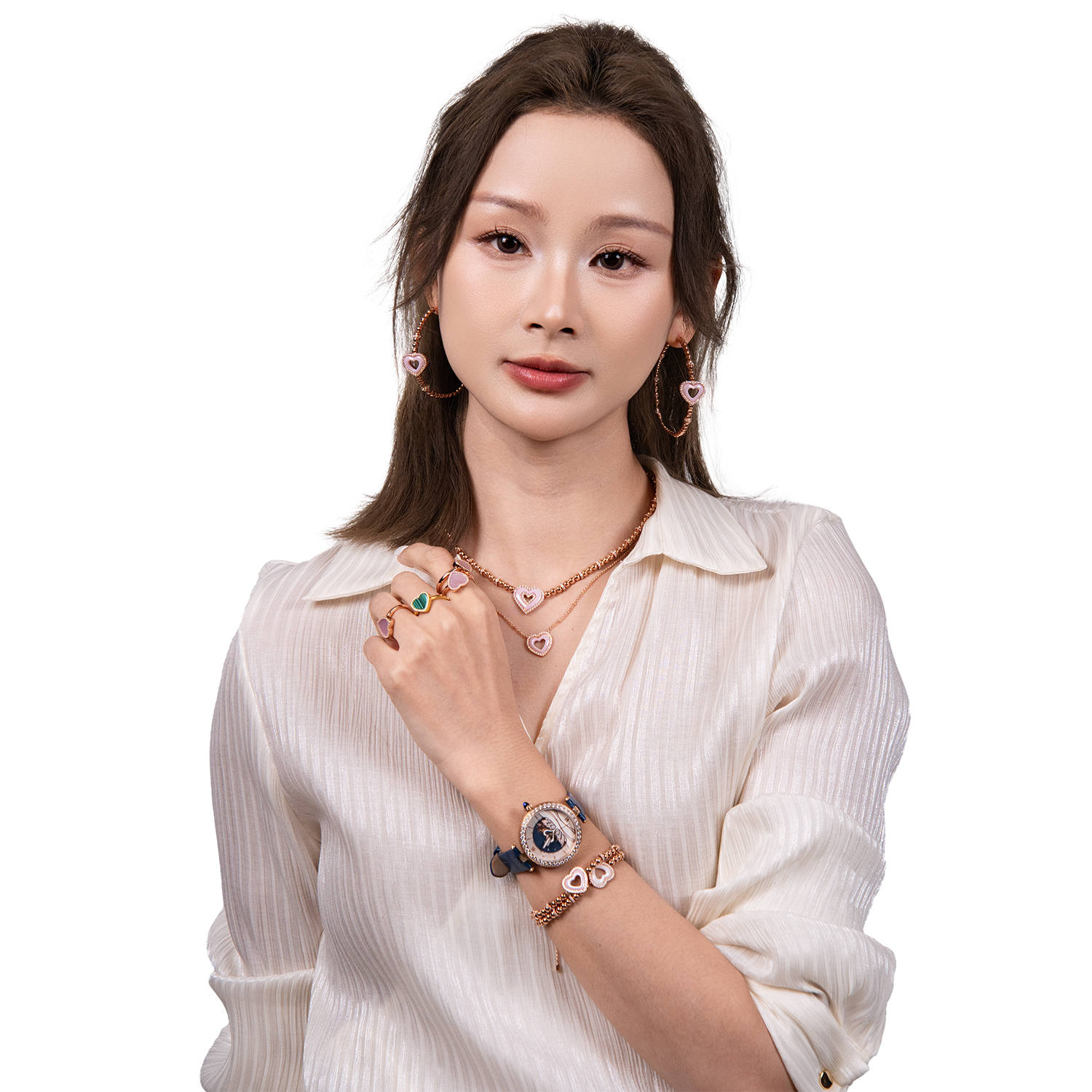 Swan Lovers 34mm Blue Moon Phase Dial Leather Strap Watch - 4B11110 - Model wearing - Black By Blue Brave