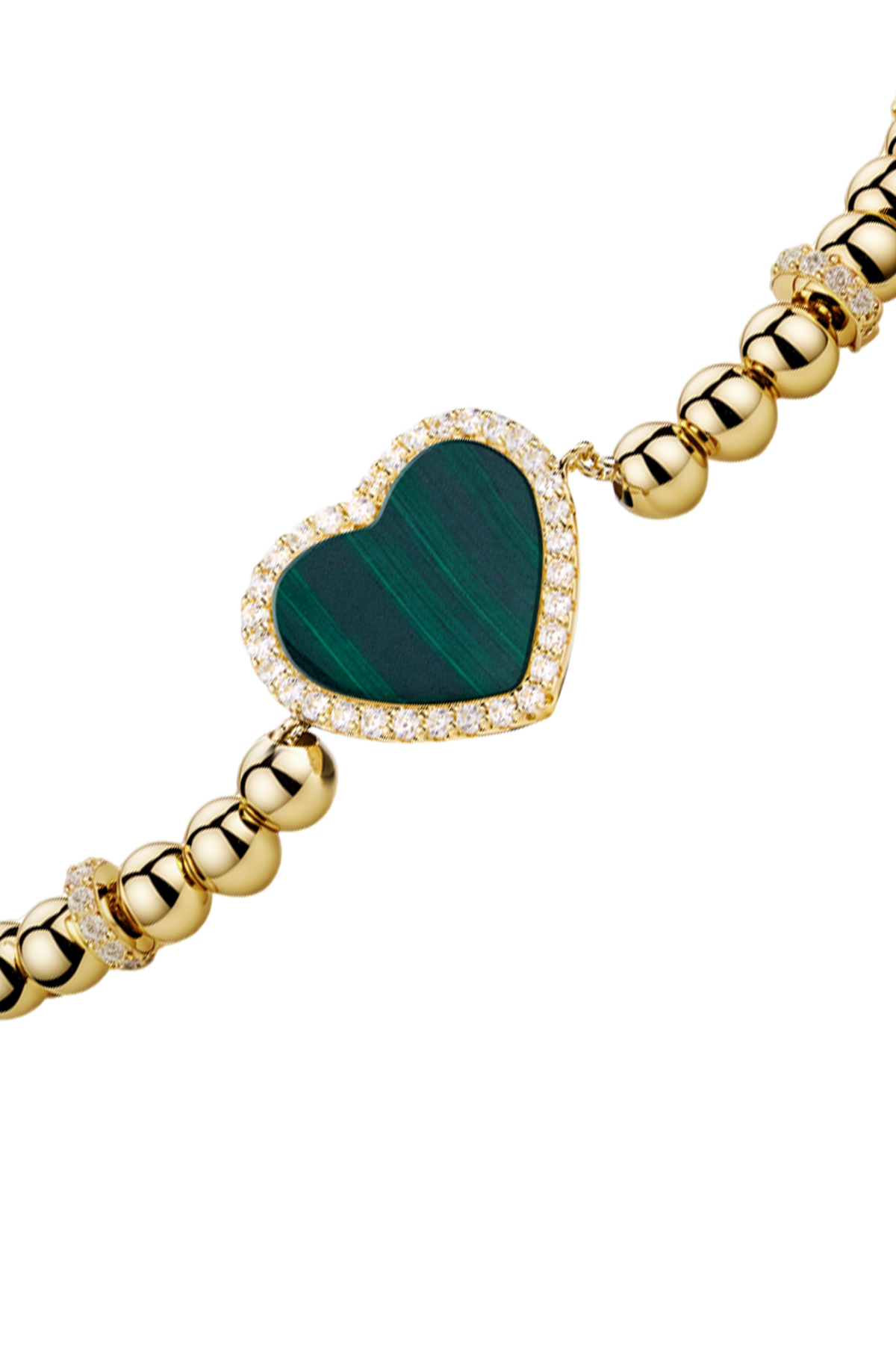 Butterfly Heart Malachite Bracelet Gold