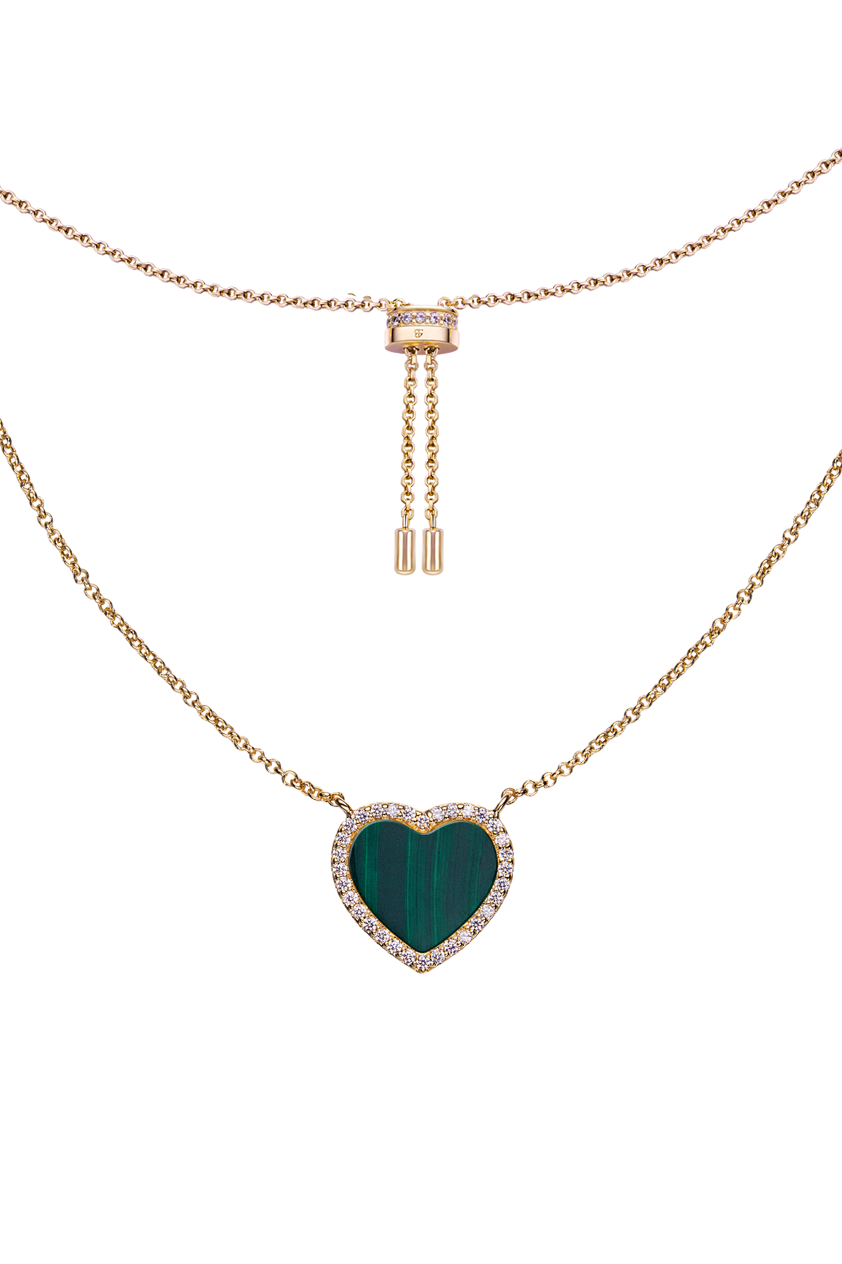 Butterfly Heart Malachite Necklace Gold
