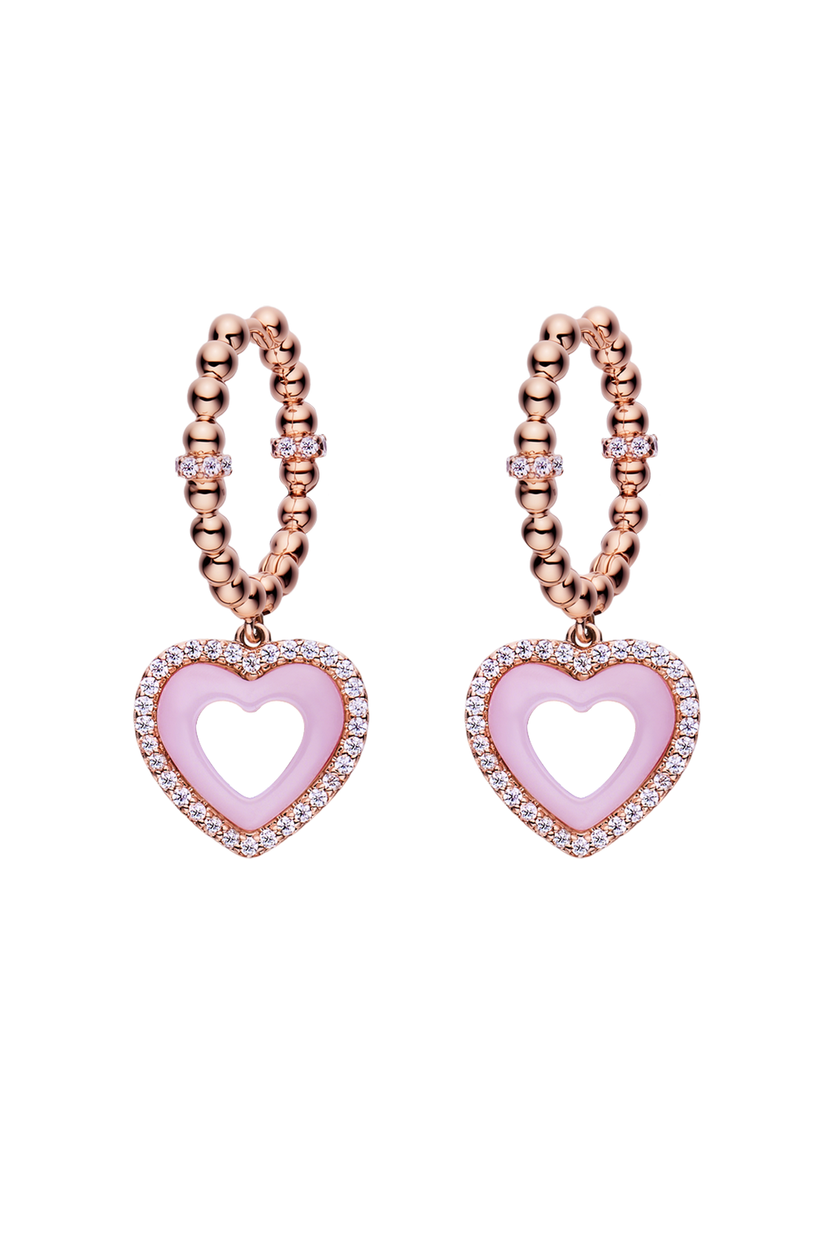 Butterfly Heart Ceramic Earrings Rose Gold