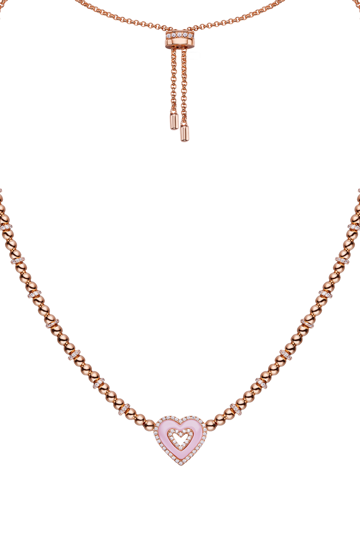Butterfly Heart Ceramic Necklace Rose Gold