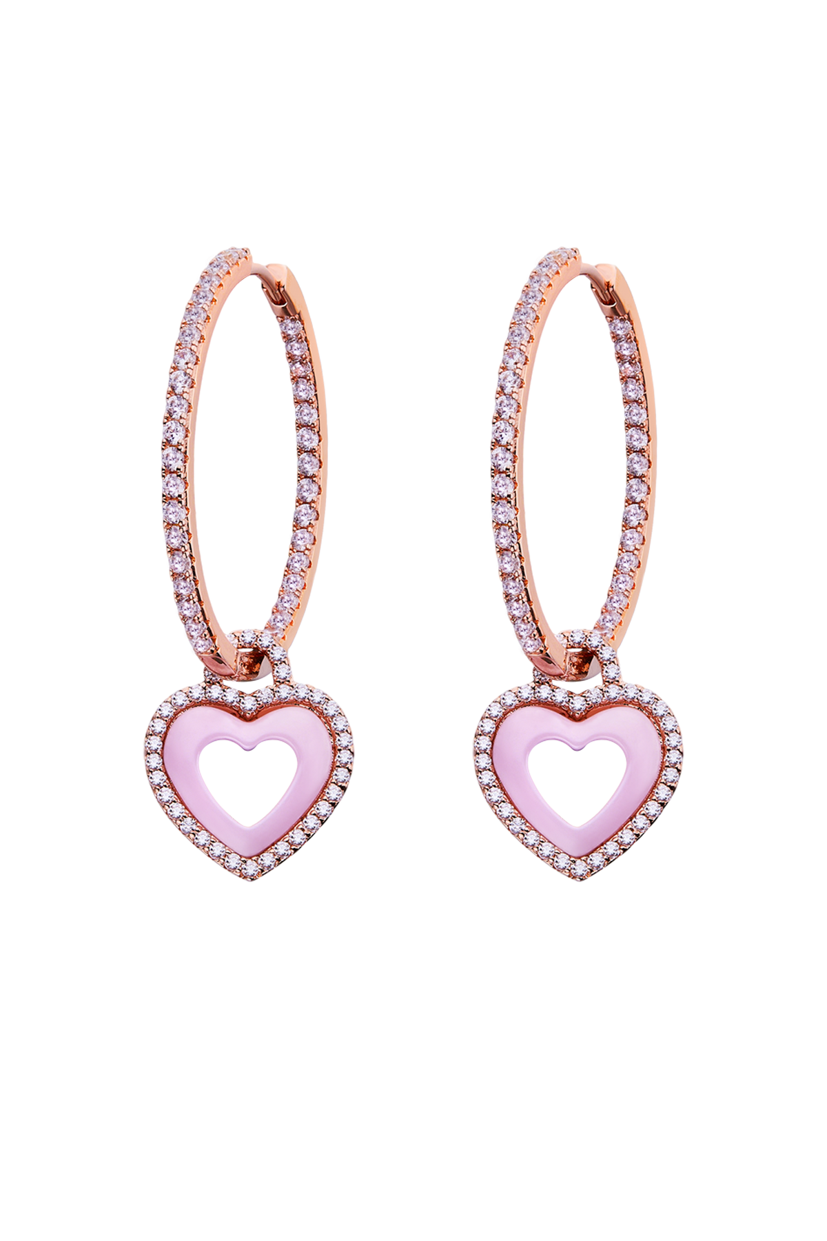Butterfly Heart Ceramic Earrings Rose Gold