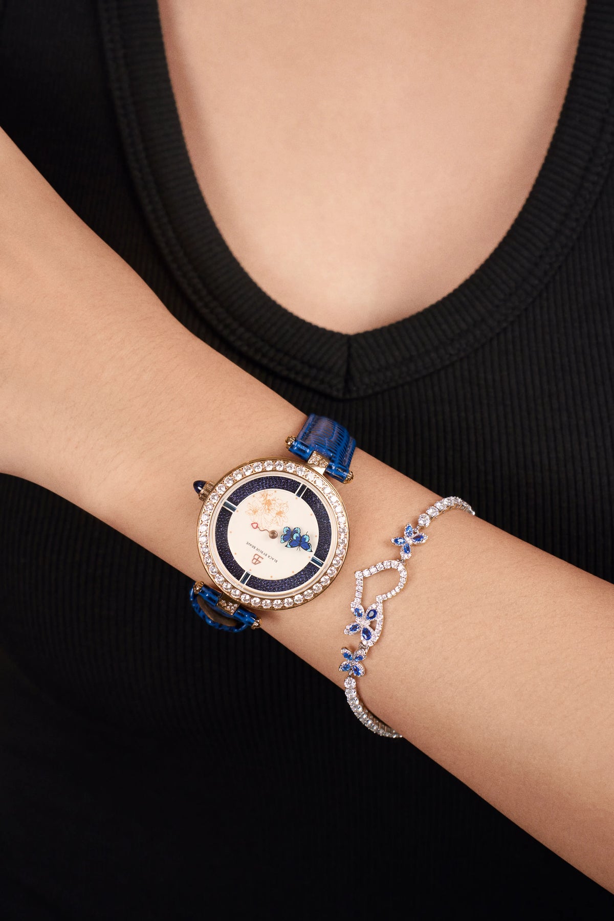 Butterfly Lovers Classic Blue Letaher Rose Gold