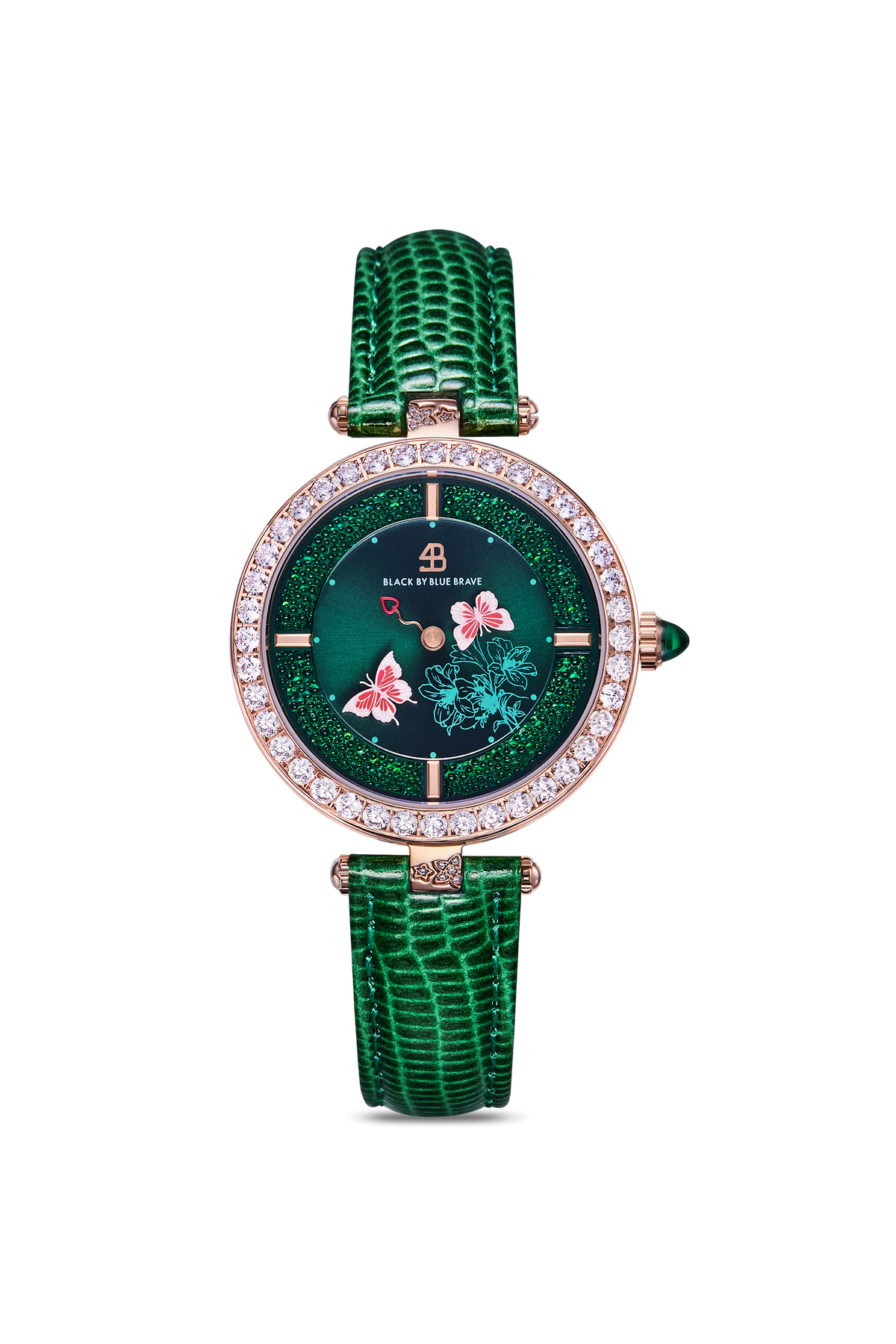Butterfly Lovers Classic Green Letaher Rose Gold
