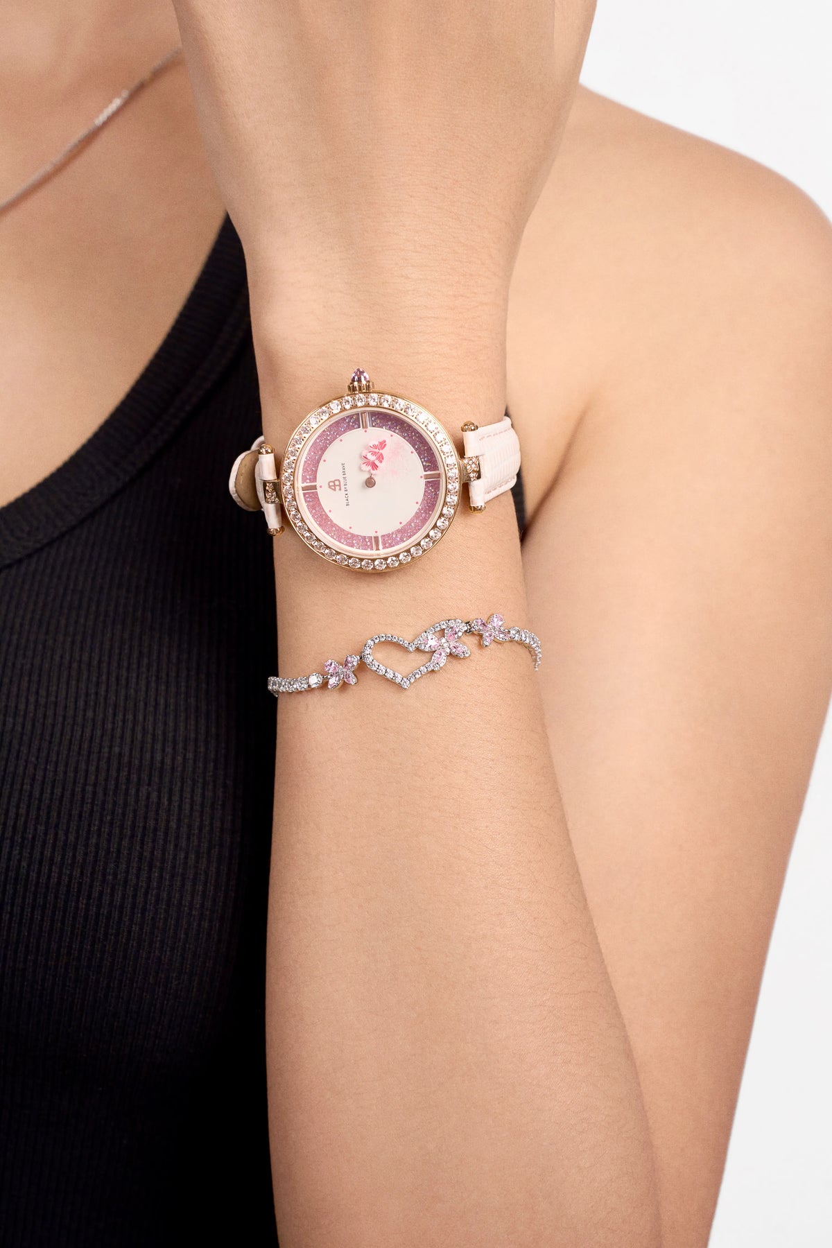 Butterfly Lovers Classic Pink Letaher Rose Gold