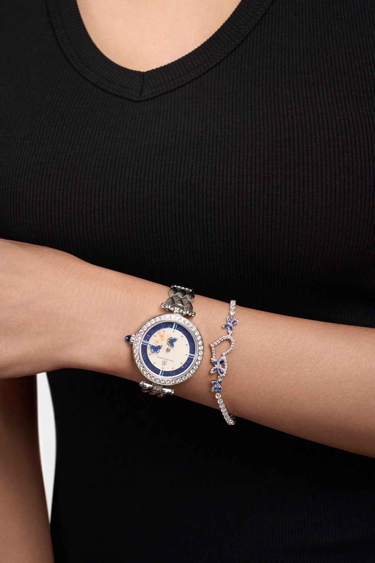 Butterfly Lovers Classic Blue Dial Silver Bracelet