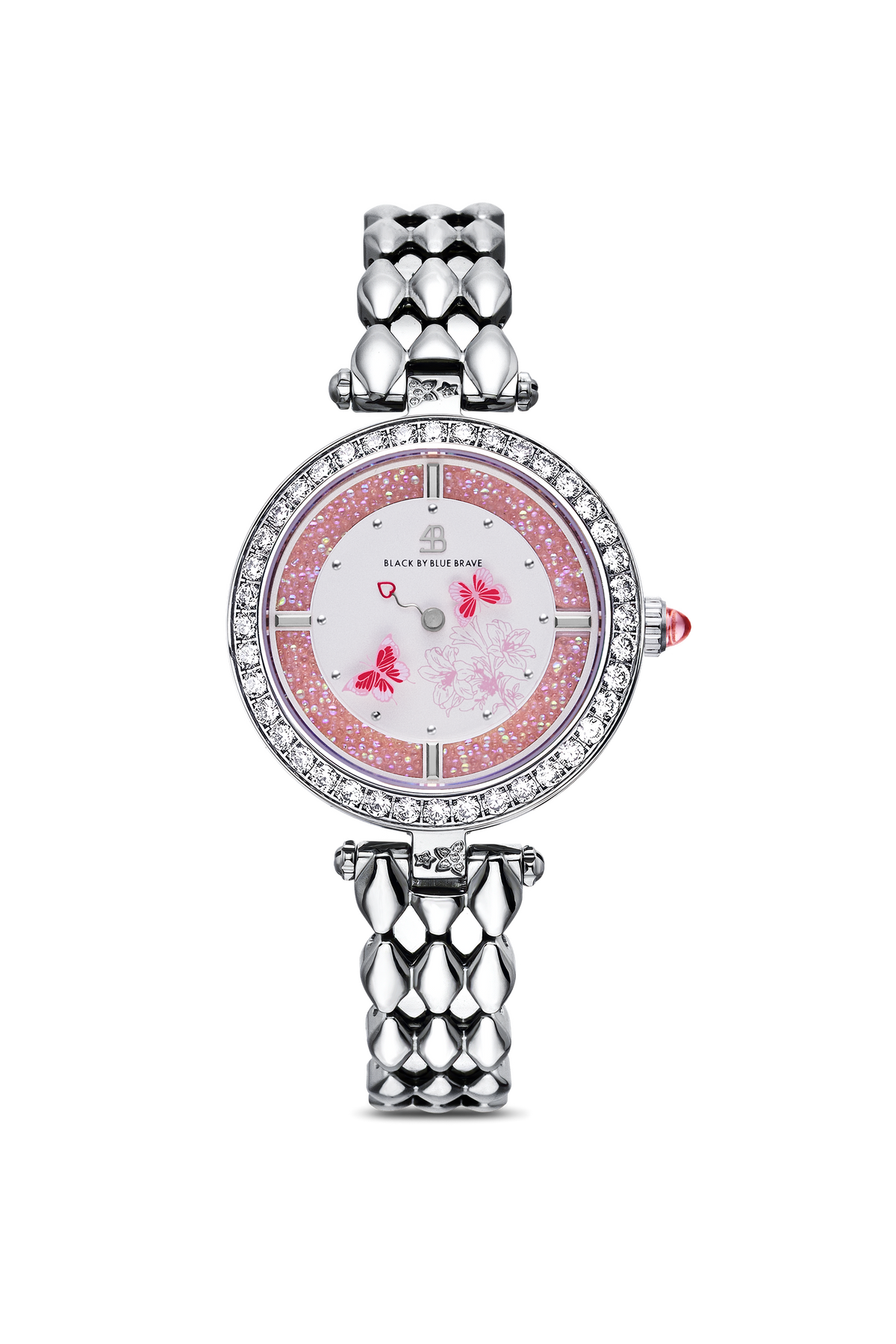 Butterfly Lovers Classic Pink Dial Silver Bracelet