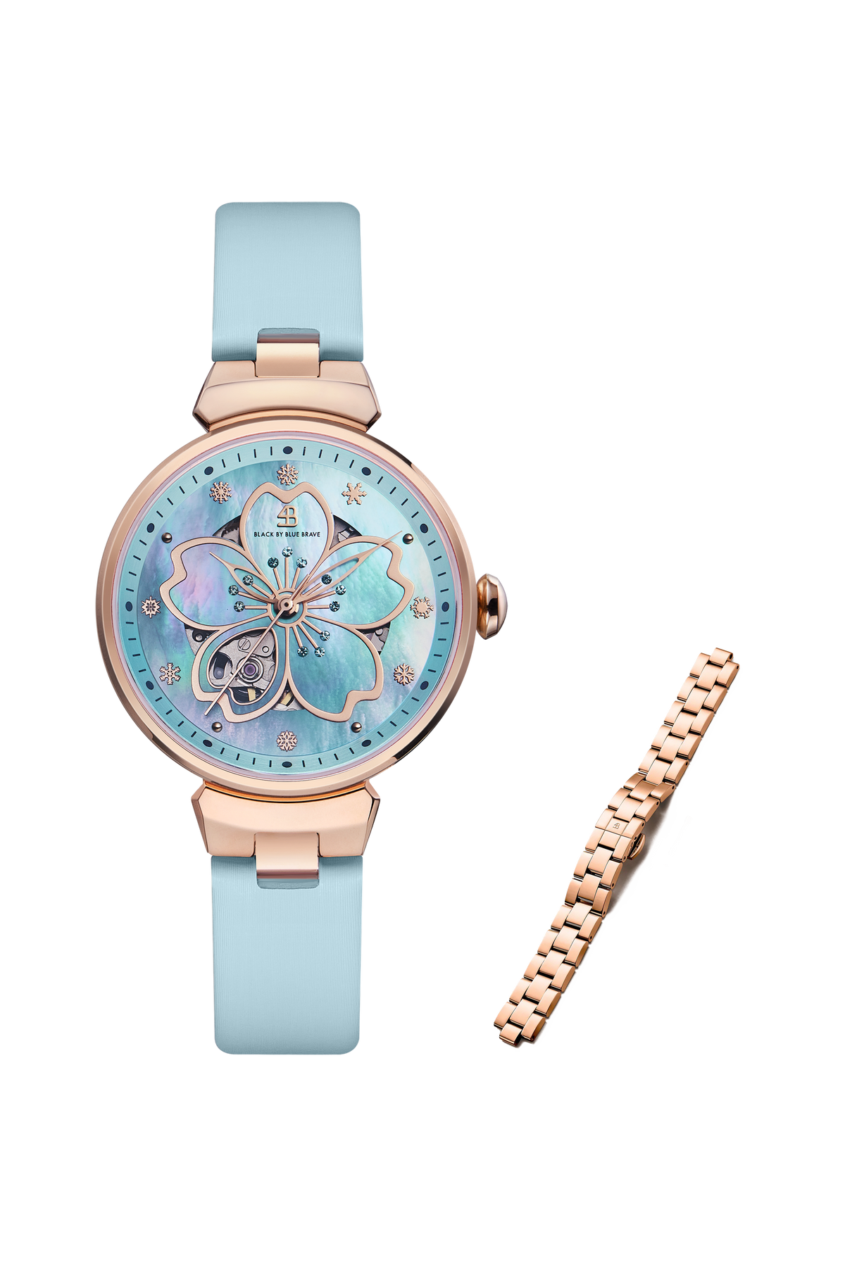 Blue Cherry Blossom 36mm Automatic Watch & Cherry Blossom Bracelet