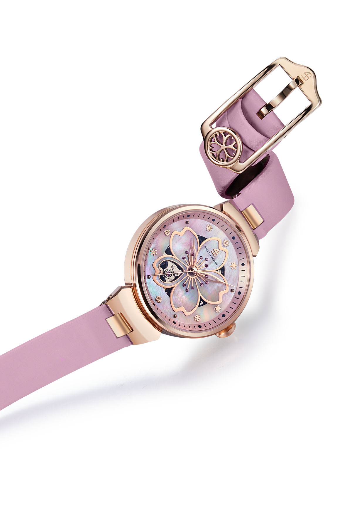 Cherry Blossom Automatikuhr Roségold Rosa Zifferblatt Lederarmband