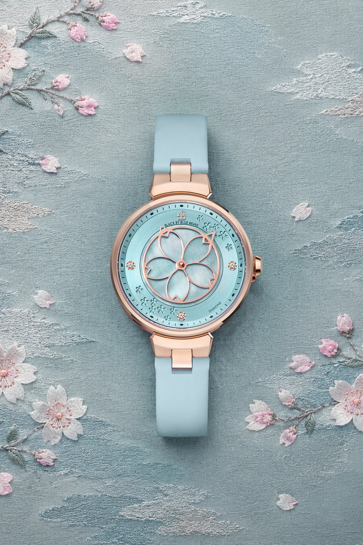 Cherry Blossom Classic Aqua Blue Dial Rose Gold
