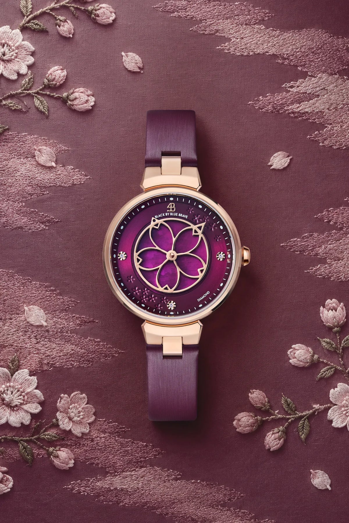 Cherry Blossom Classic Burgundy Dial Rose Gold