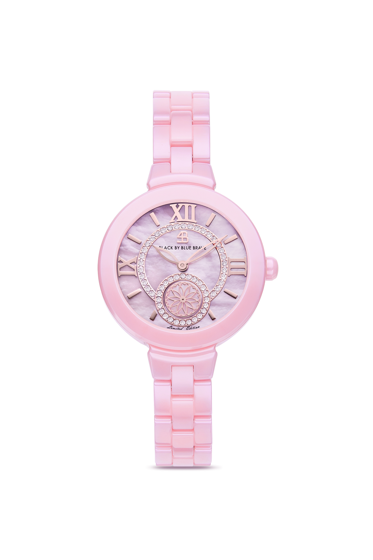 Cherry Blossom Pink Ceramic Roman Dial Watch