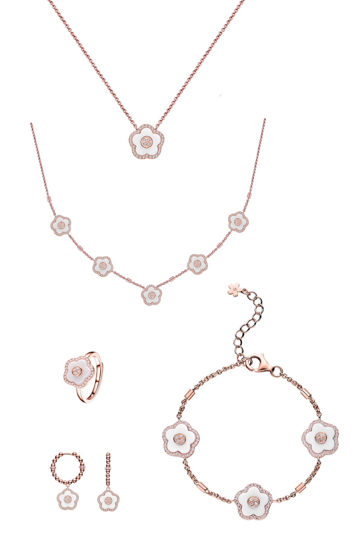 Roségold Blumen Keramik Schmuck Geschenk