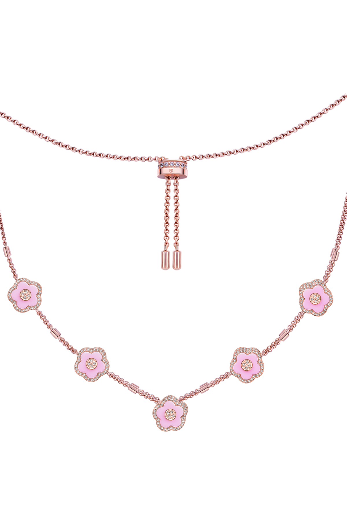 Cherry Blossom Ceramic Necklace Rose Gold