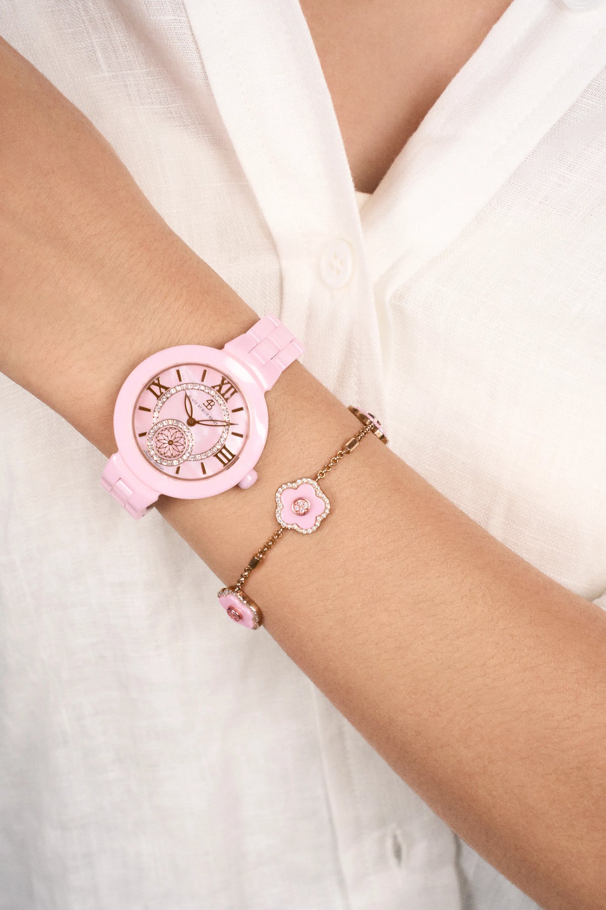 Cherry Blossom Ceramic Bracelet Rose Gold