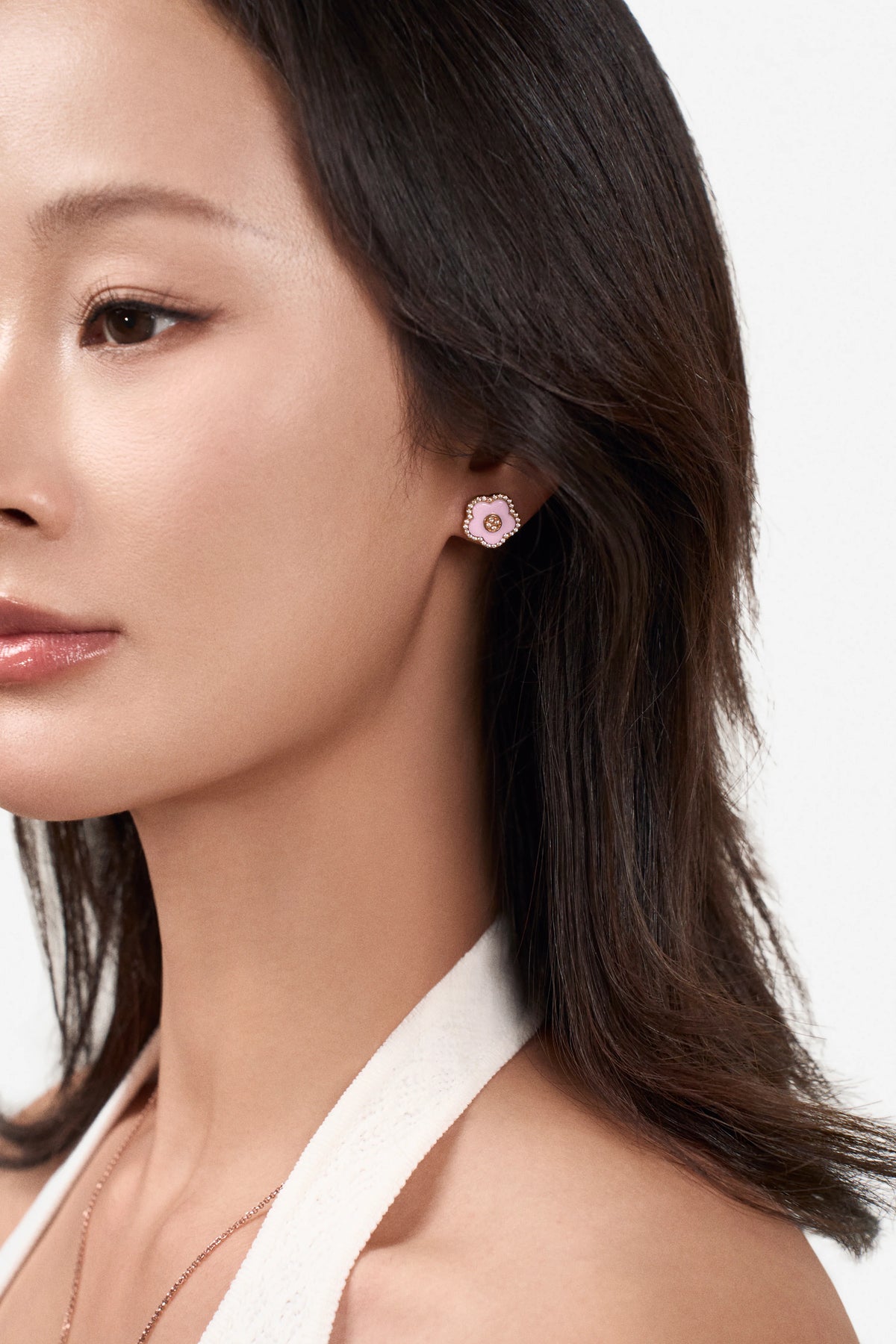 Cherry Blossom Ceramic Stud Earrings Rose Gold