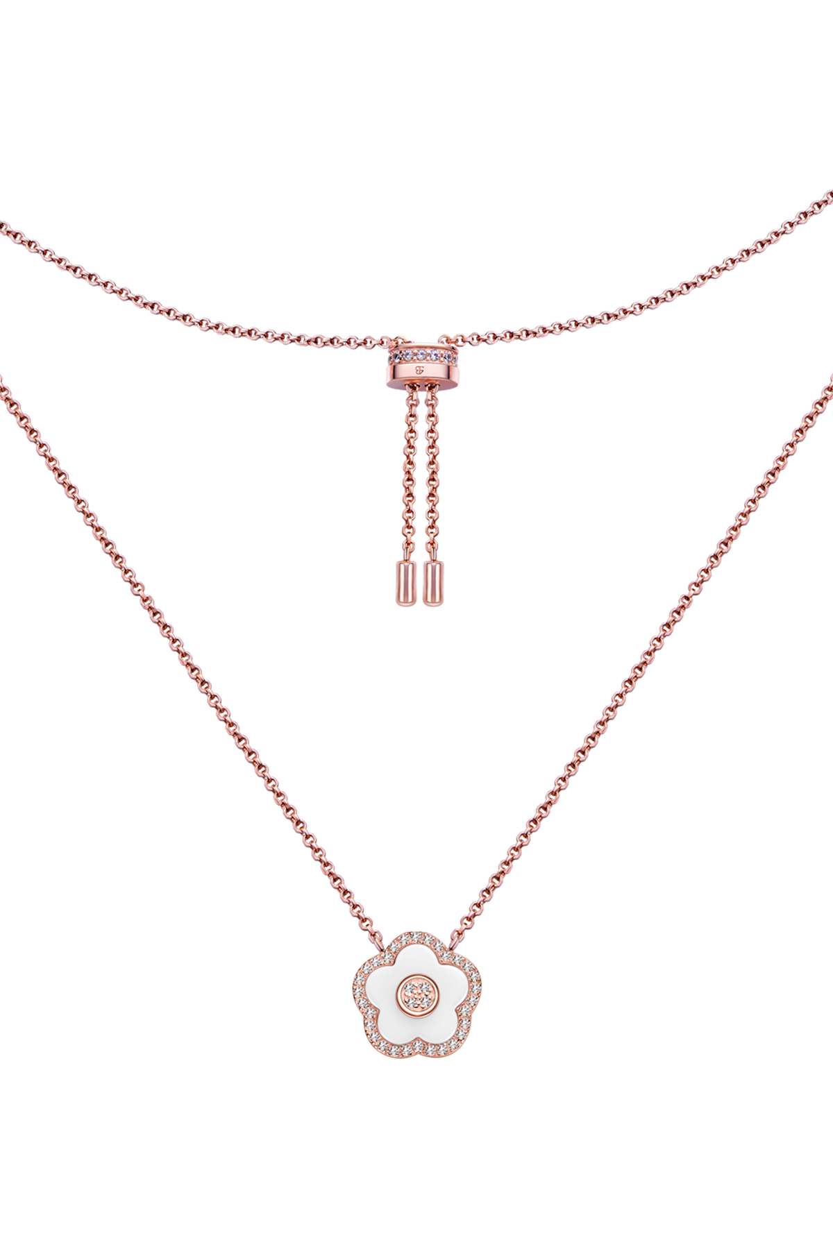 Cherry Blossom Ceramic Necklace Rose Gold