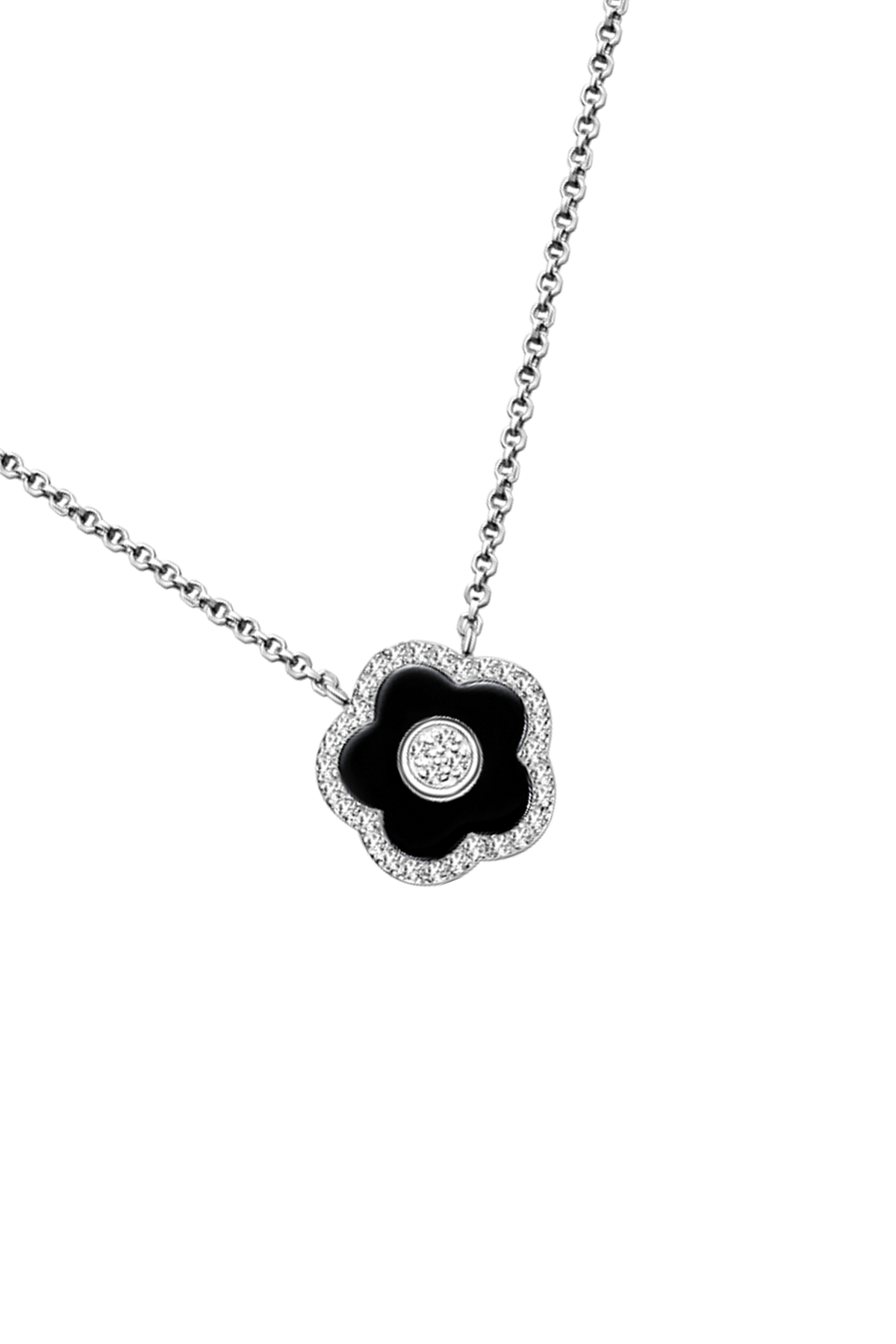 Cherry Blossom Ceramic Necklace Silver