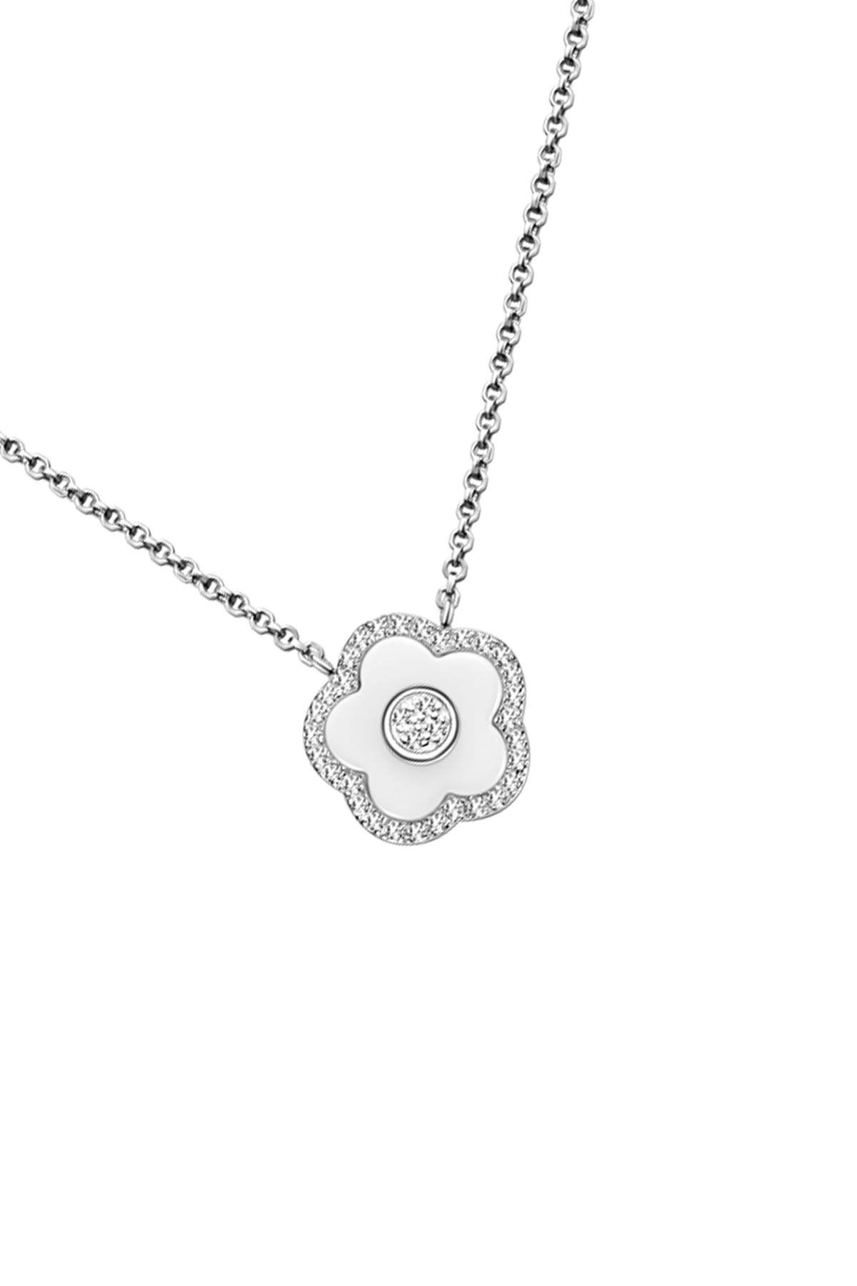 Cherry Blossom Ceramic Necklace Silver