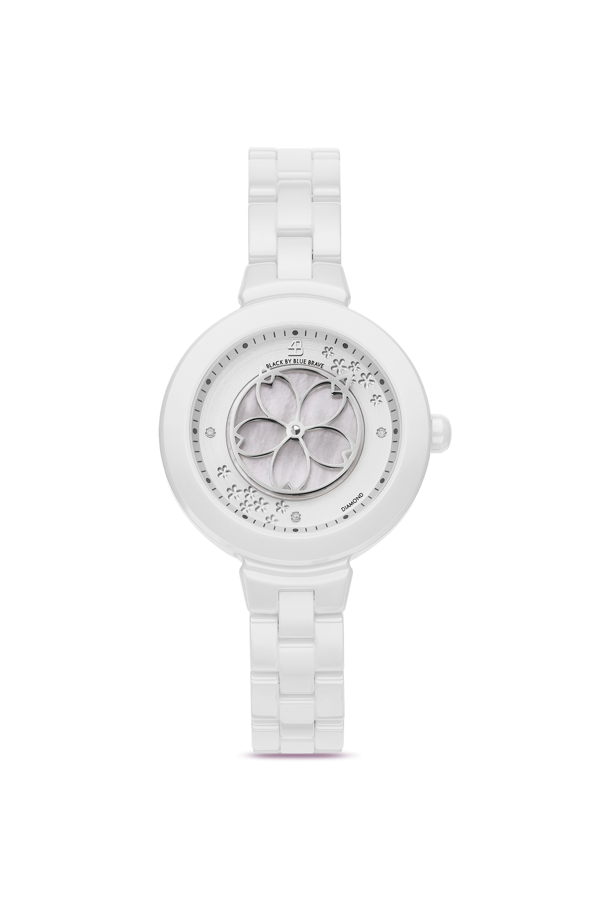 Cherry Blossom White Ceramic White Dial Watch