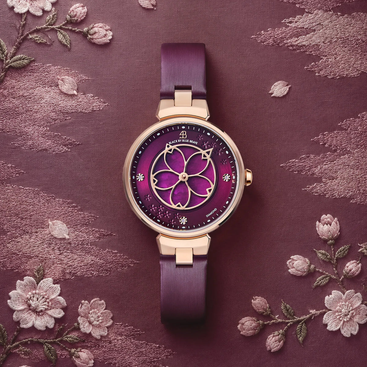 Cherry Blossom watch with floral-inspired dial design from BLACK BY BLUE BRAVE
