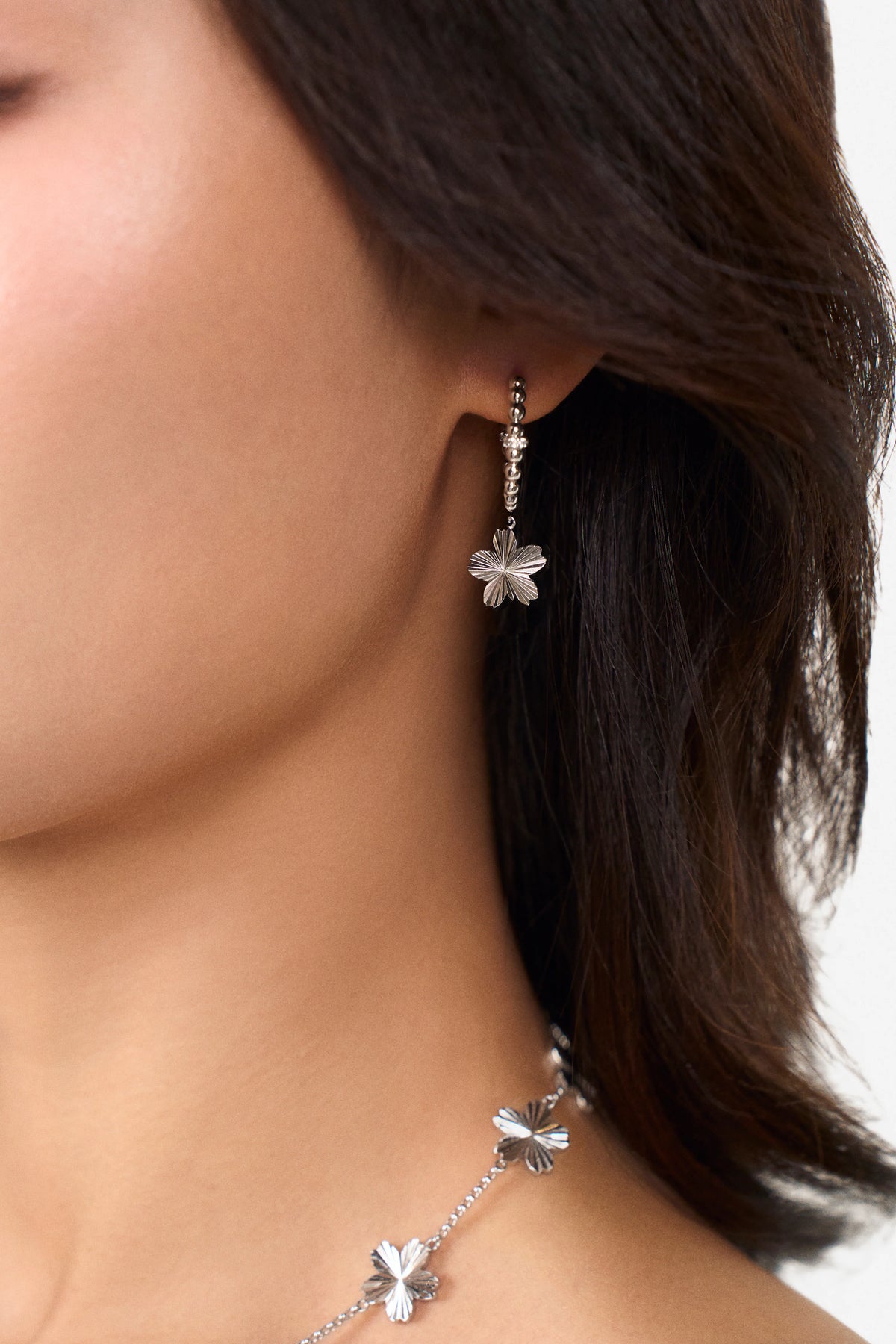 Cherry Blossom Gleam Earrings Silver