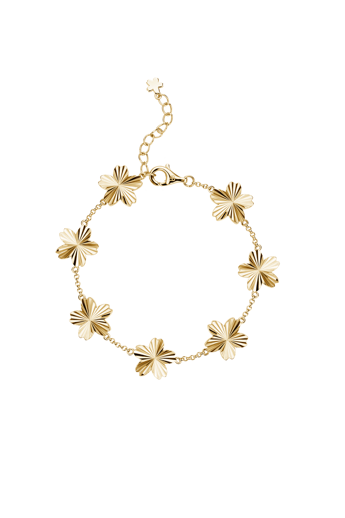 Kirschblüten-Glanz 7-Blumen-Goldarmband (18K vergoldet)