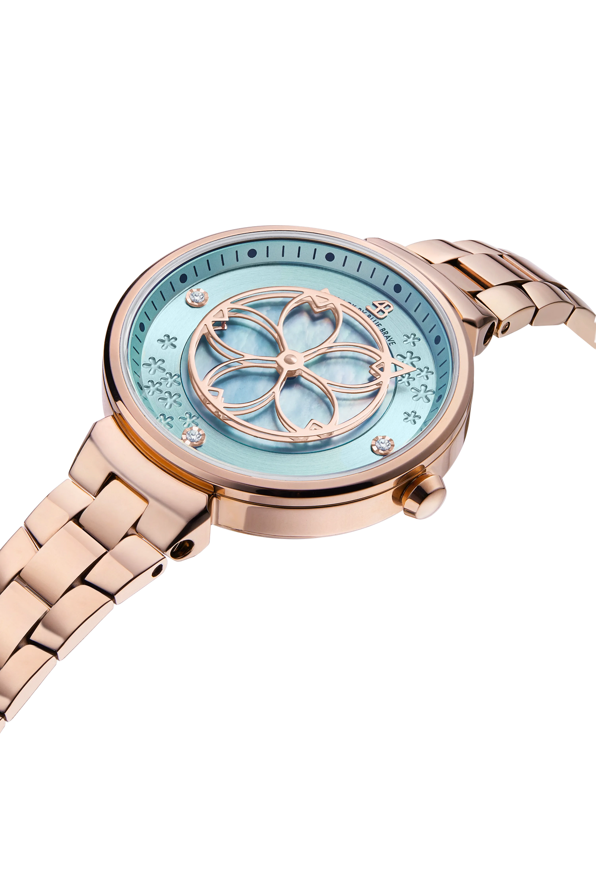 Cherry Blossom Classic Aqua Blue Dial Rose Gold Bracelet
