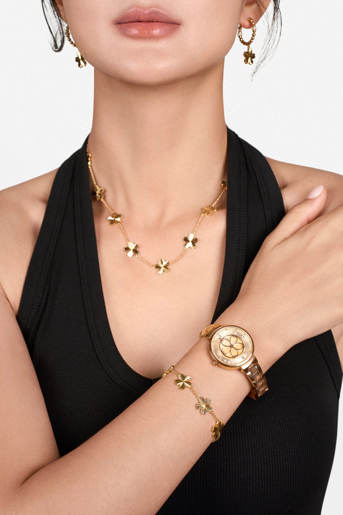 Cherry Blossom Classic Champagne Dial Rose Gold Bracelet