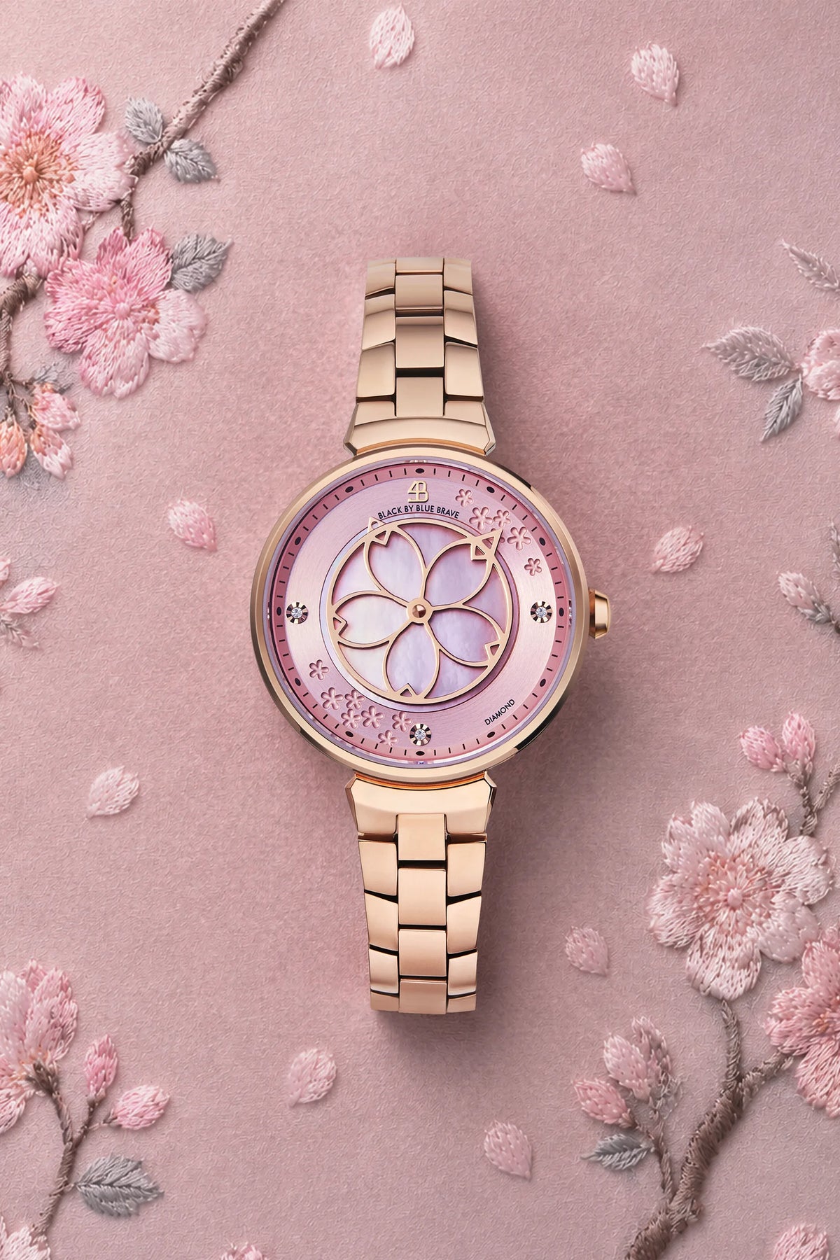 Cherry Blossom Classic Rose Gold Pink Dial Bracelet Watch