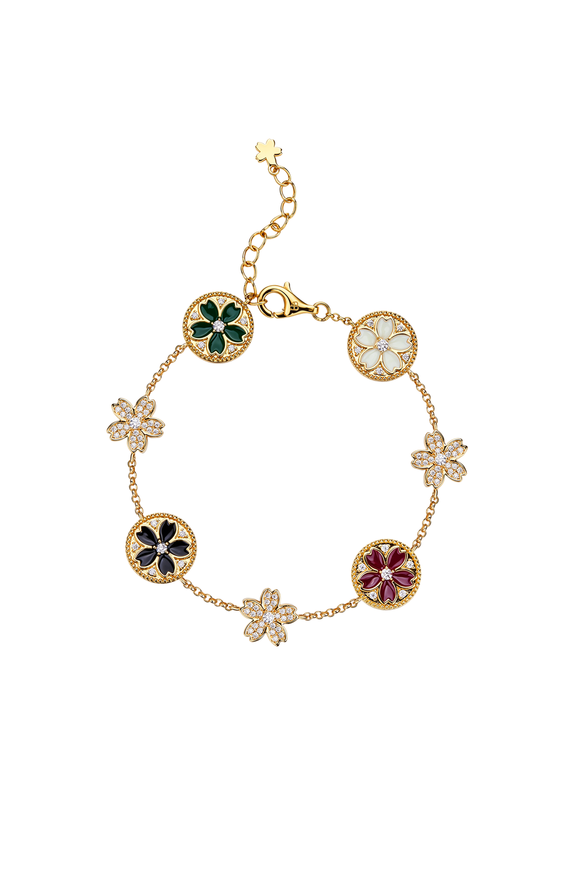 Cherry Blossom Symphony & Necklace & Earrings & Bracelet & Ring Gold