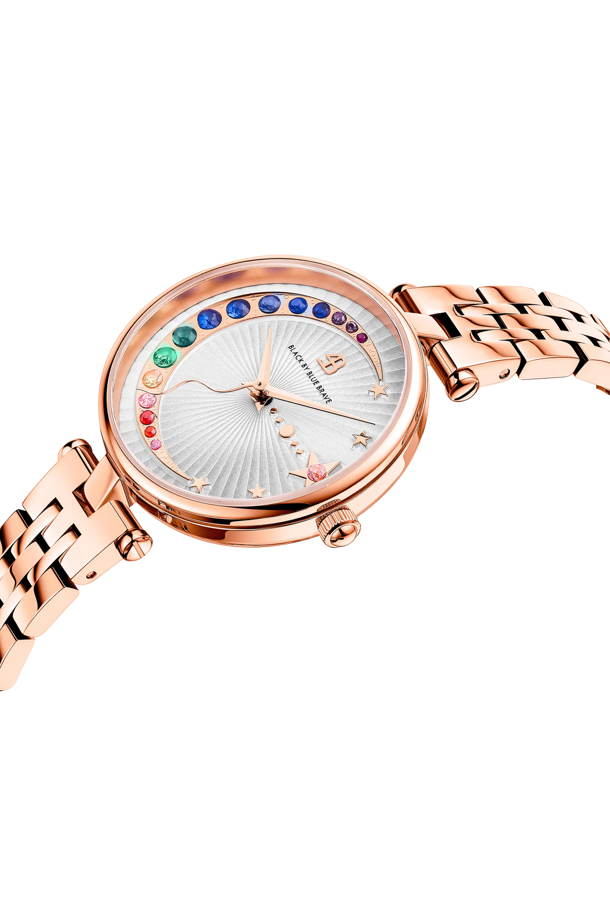 Crescent Moon 32mm Pearl White Dial Rose Gold